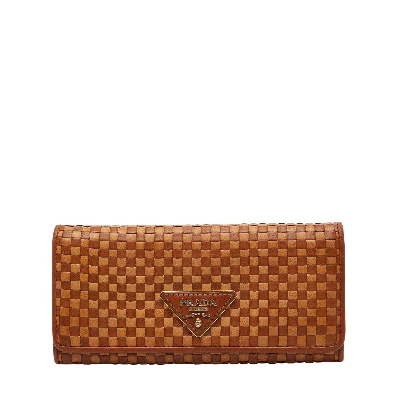 GP0326-21 Prada Portefeuille tress marron Ginza Paris