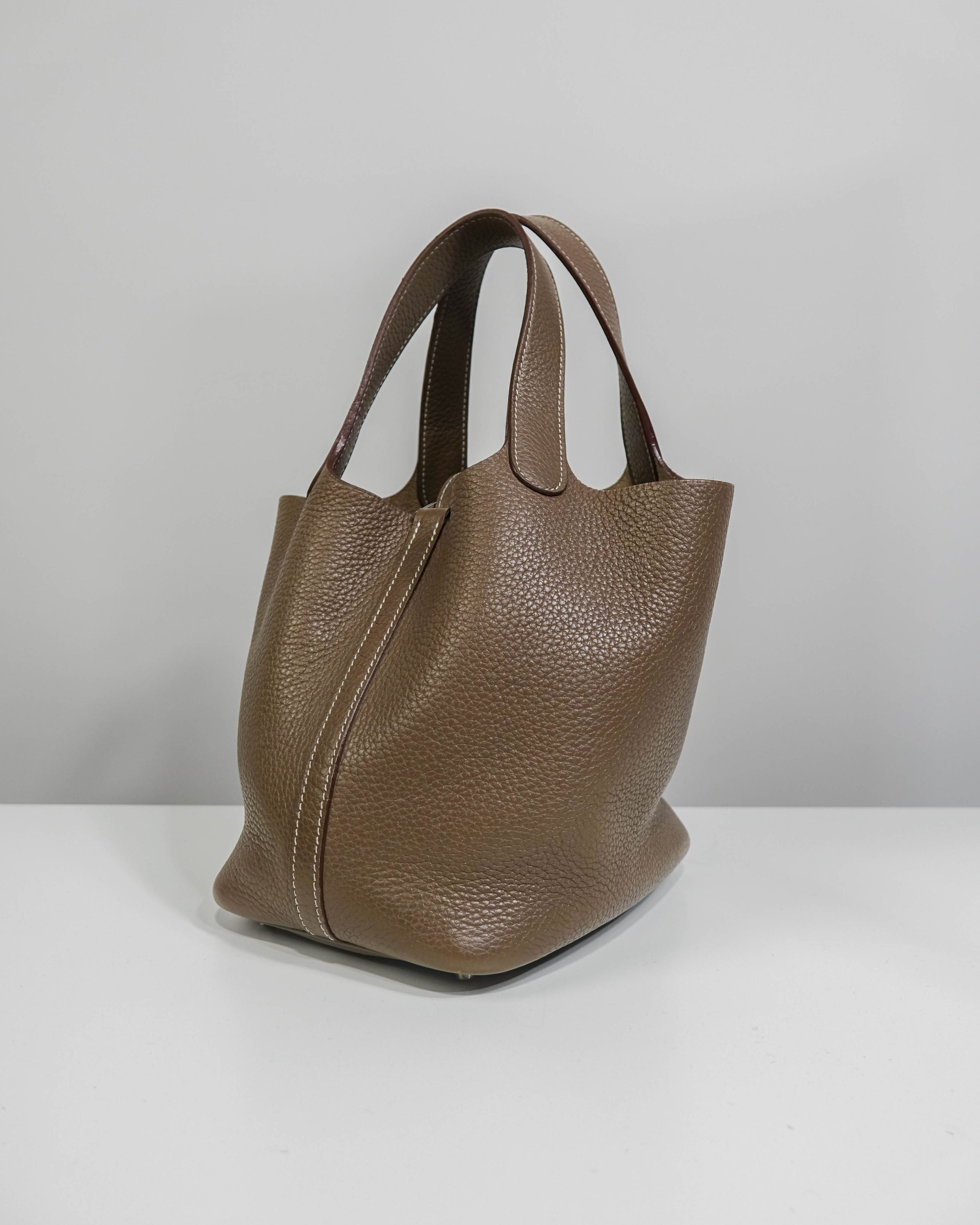 Sac Picotin 18 Taurillon Étoupe Hermès Lola Collective