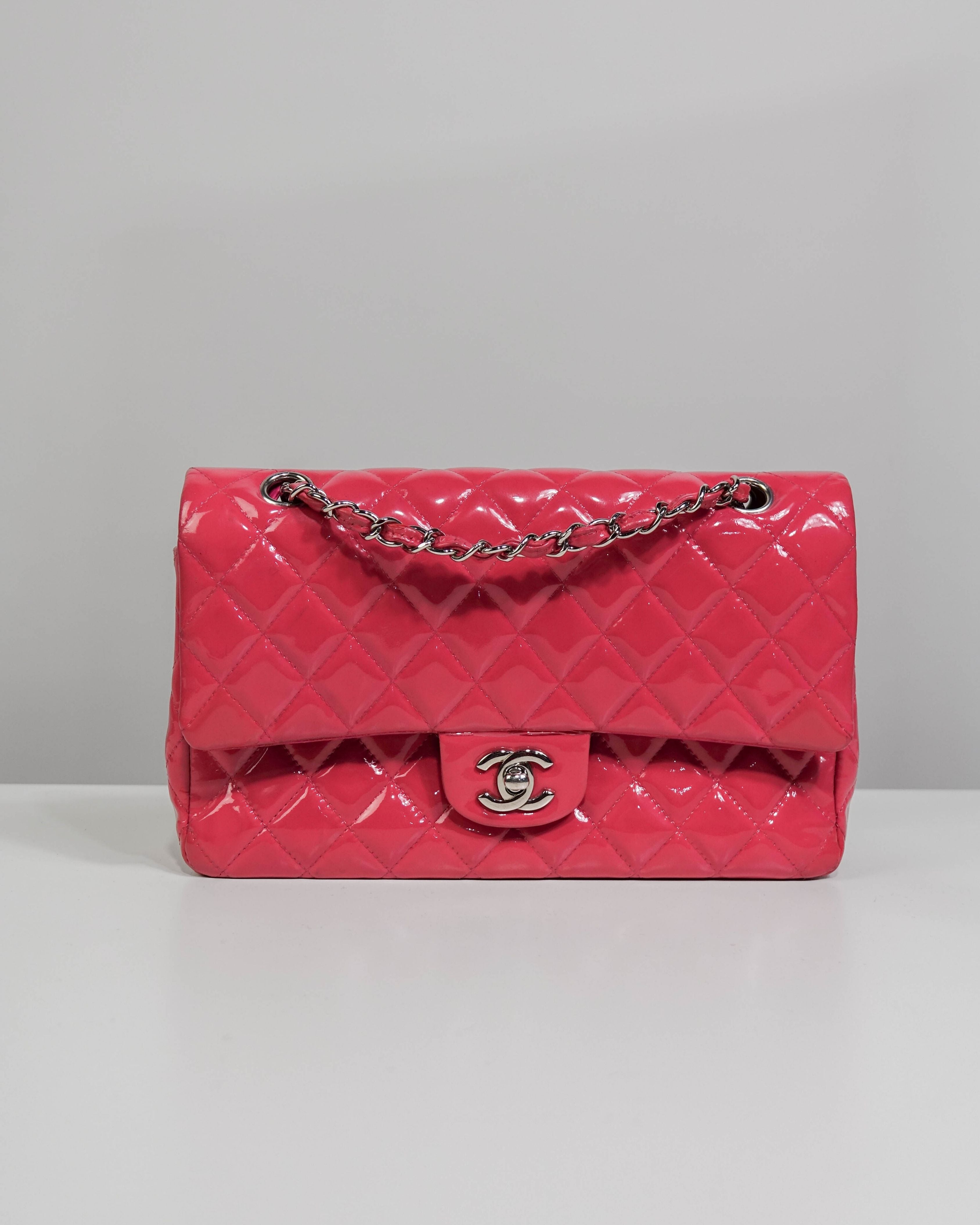 Sac 11.12 Chanel cuir vernis - rose Lola Collective