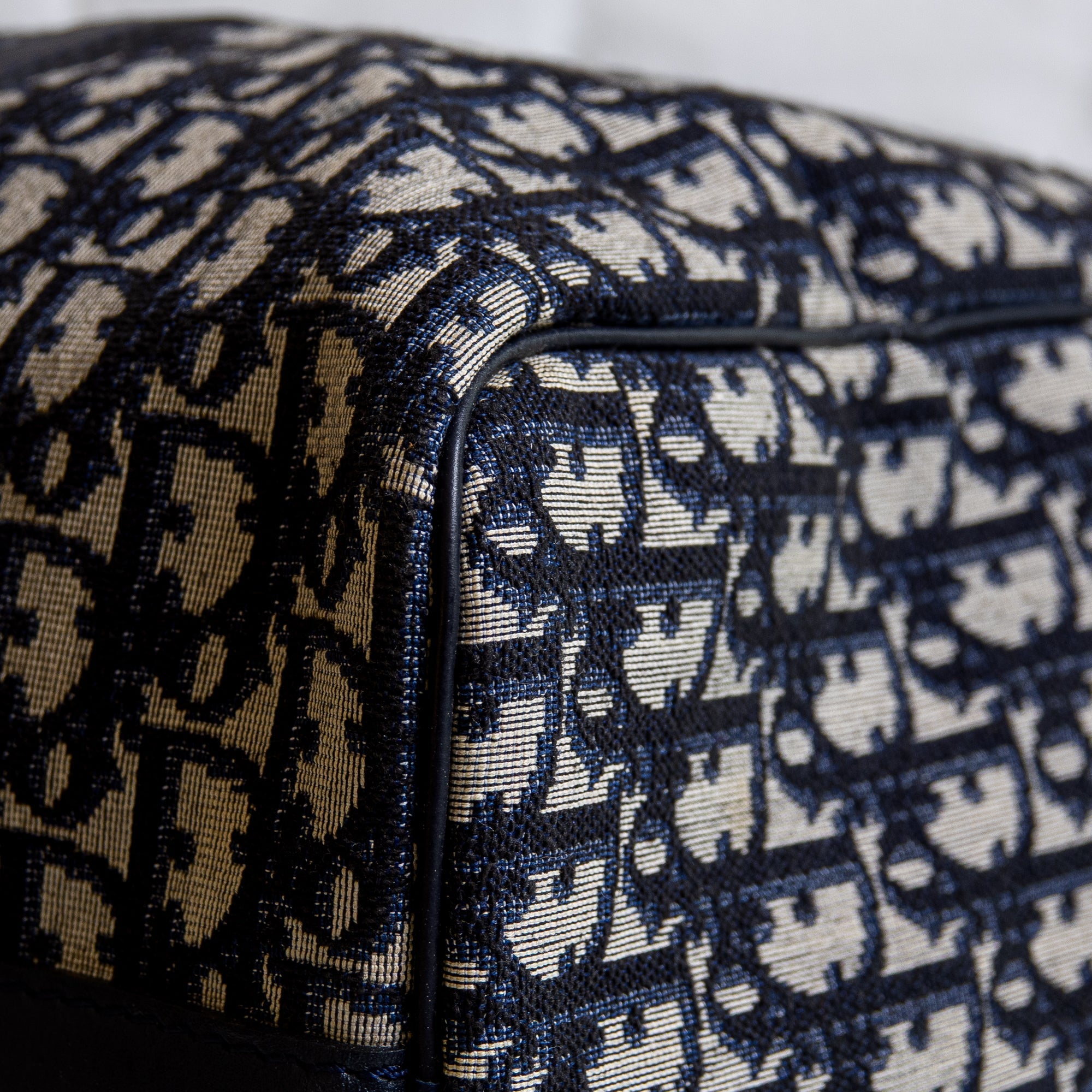 Dior Boston 40 toile Trotter navy et cuir Lola Collective