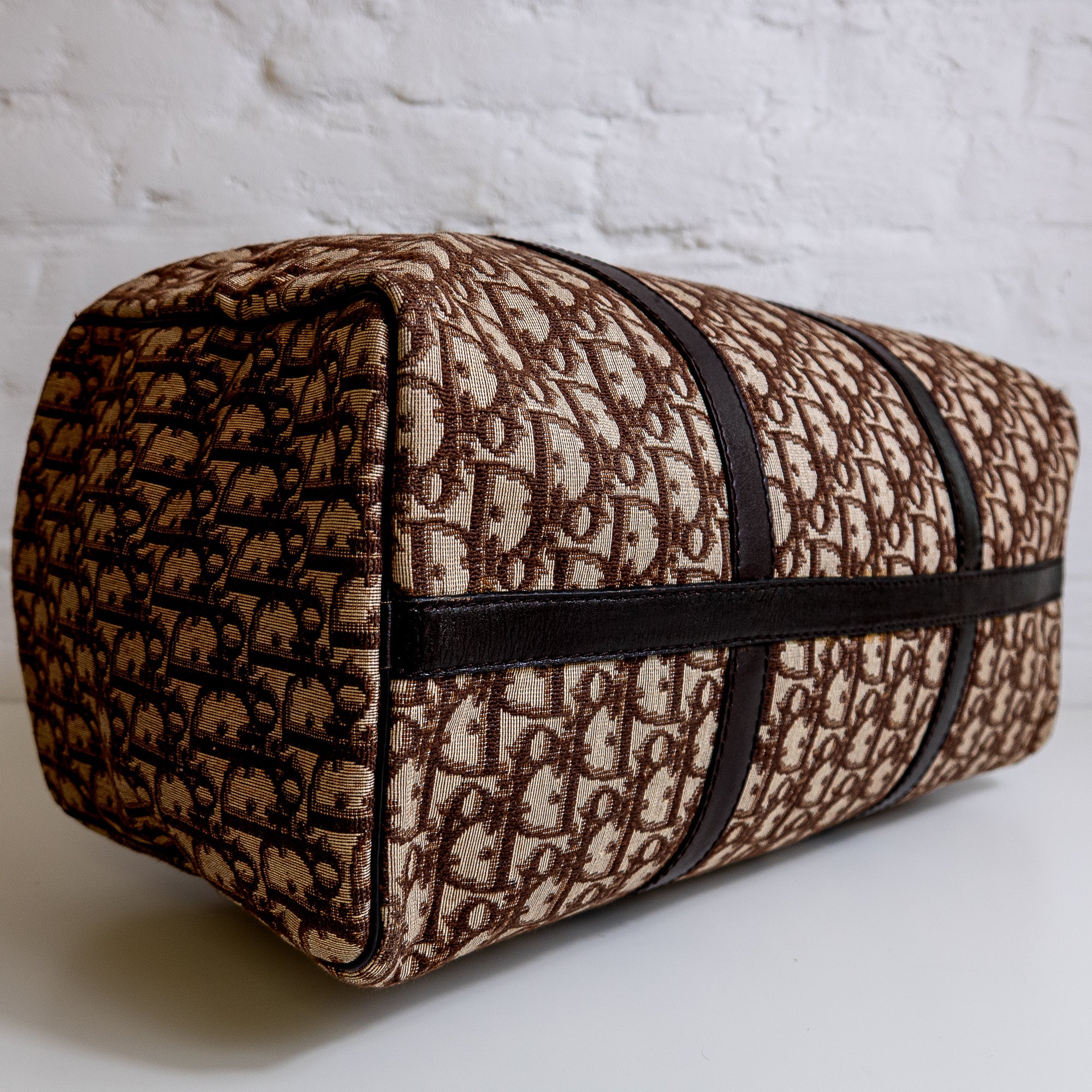 Dior Boston 40 toile Trotter marron et cuir Lola Collective