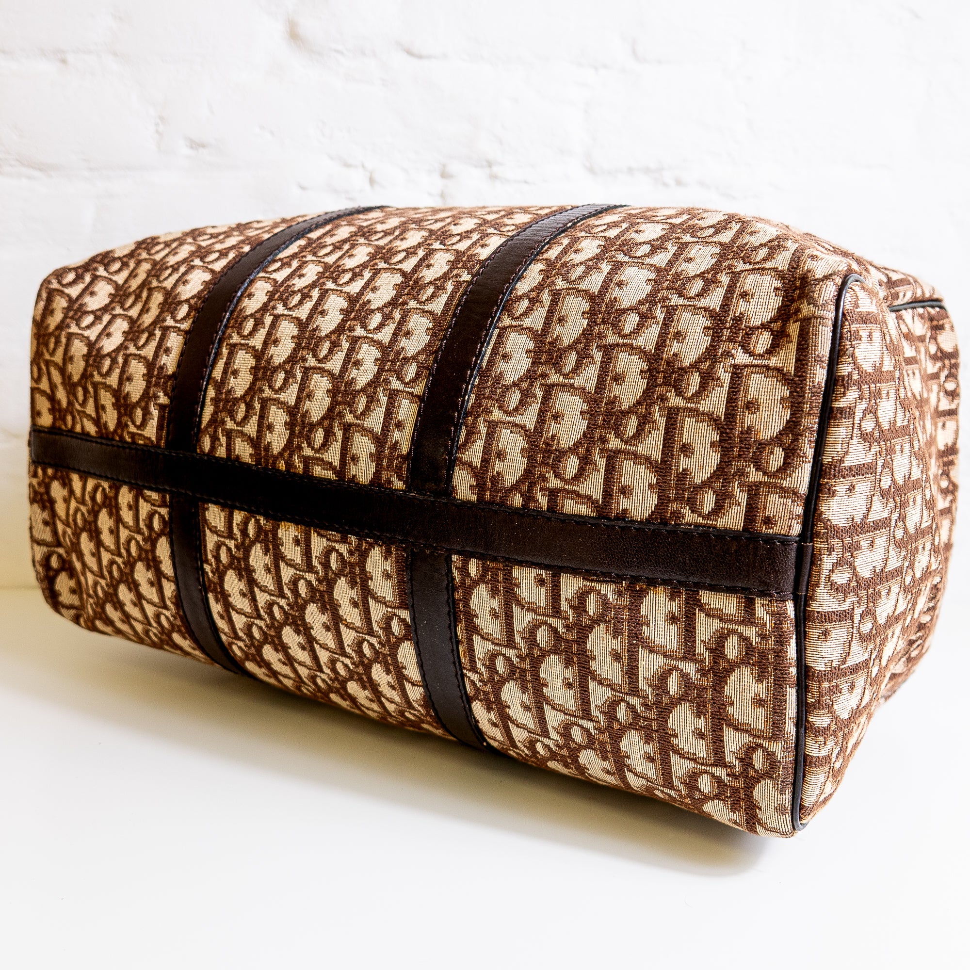 Dior Boston 40 toile Trotter marron et cuir Lola Collective