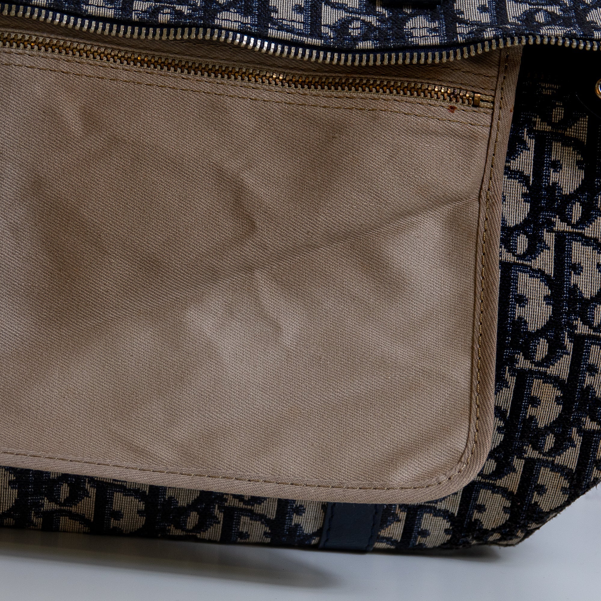 Dior Boston 40 toile Trotter navy et cuir Lola Collective