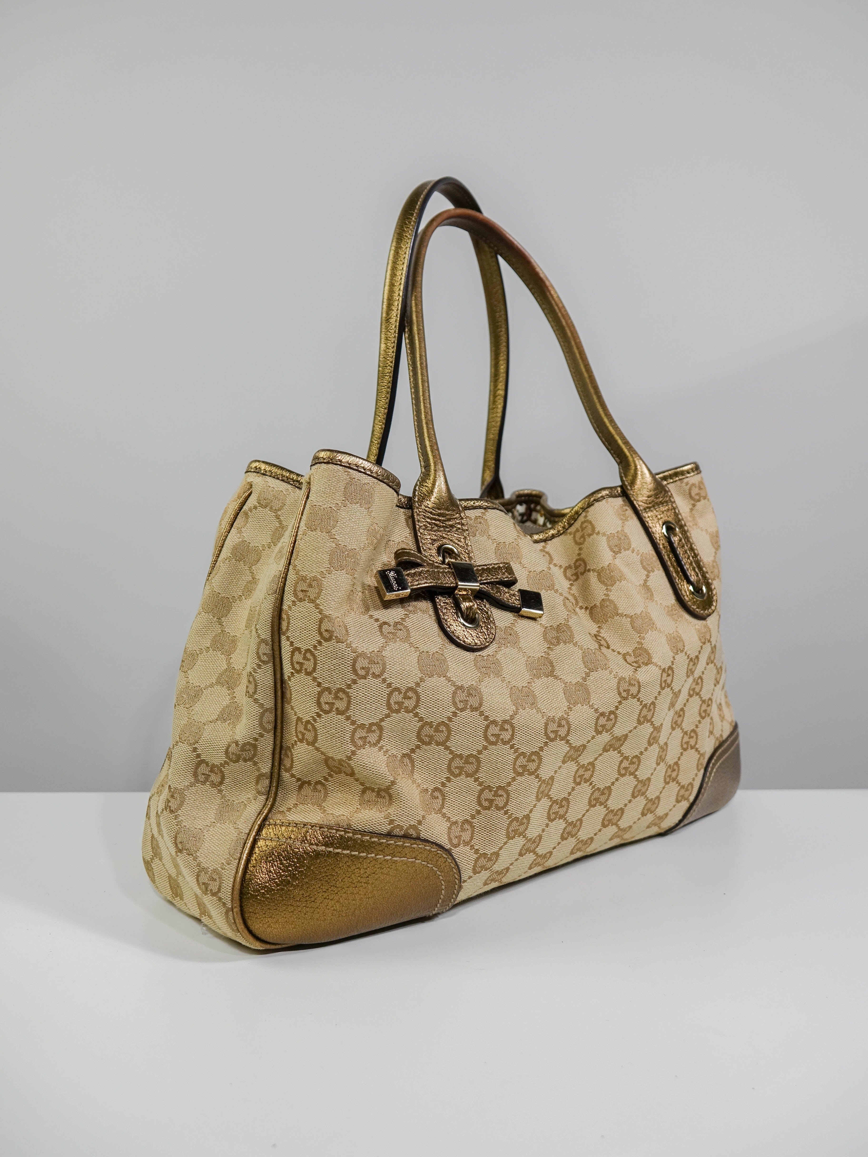 Sac Cabas Gucci toile beige et gold Lola Collective