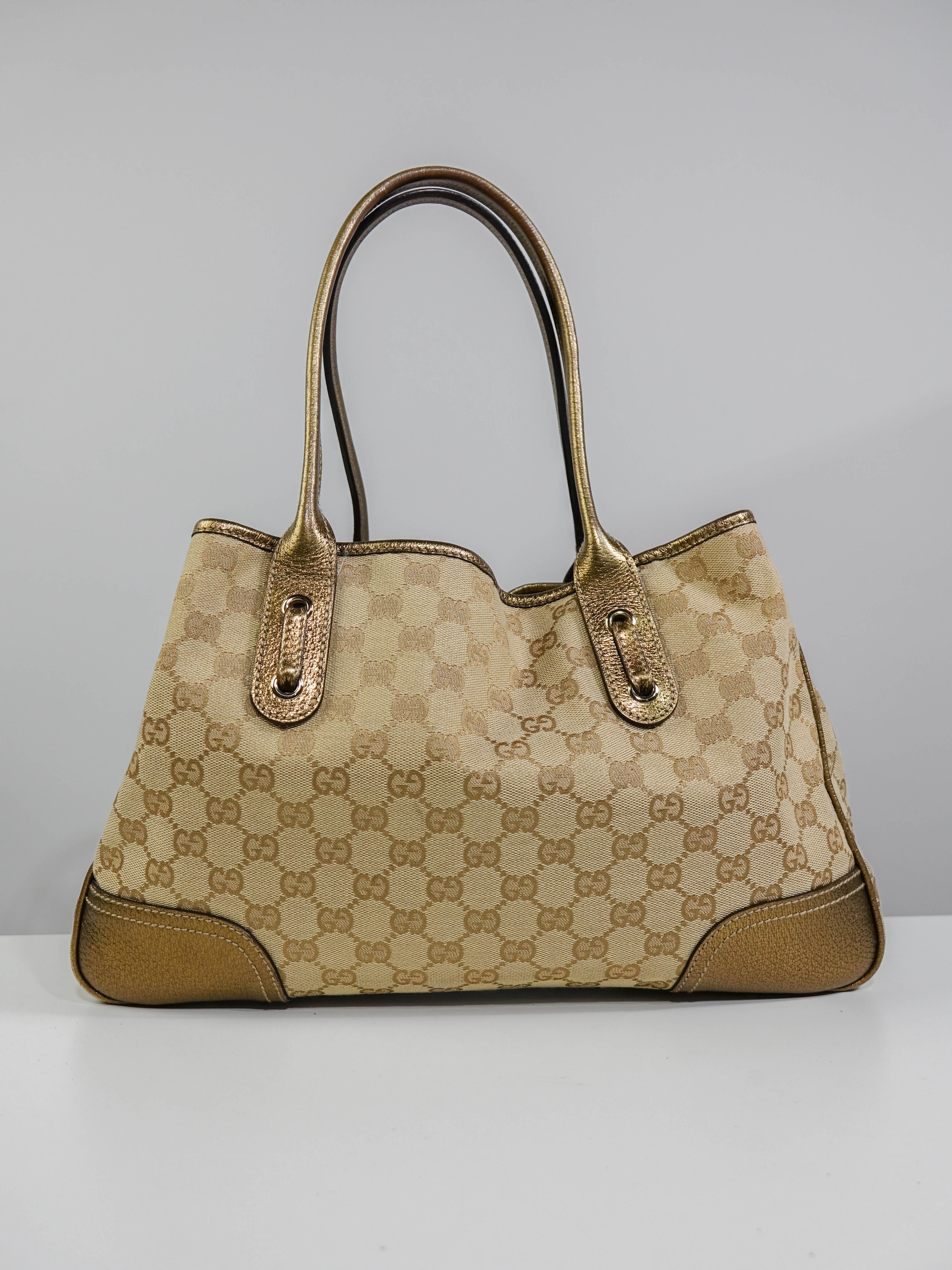 Sac Cabas Gucci toile beige et gold Lola Collective