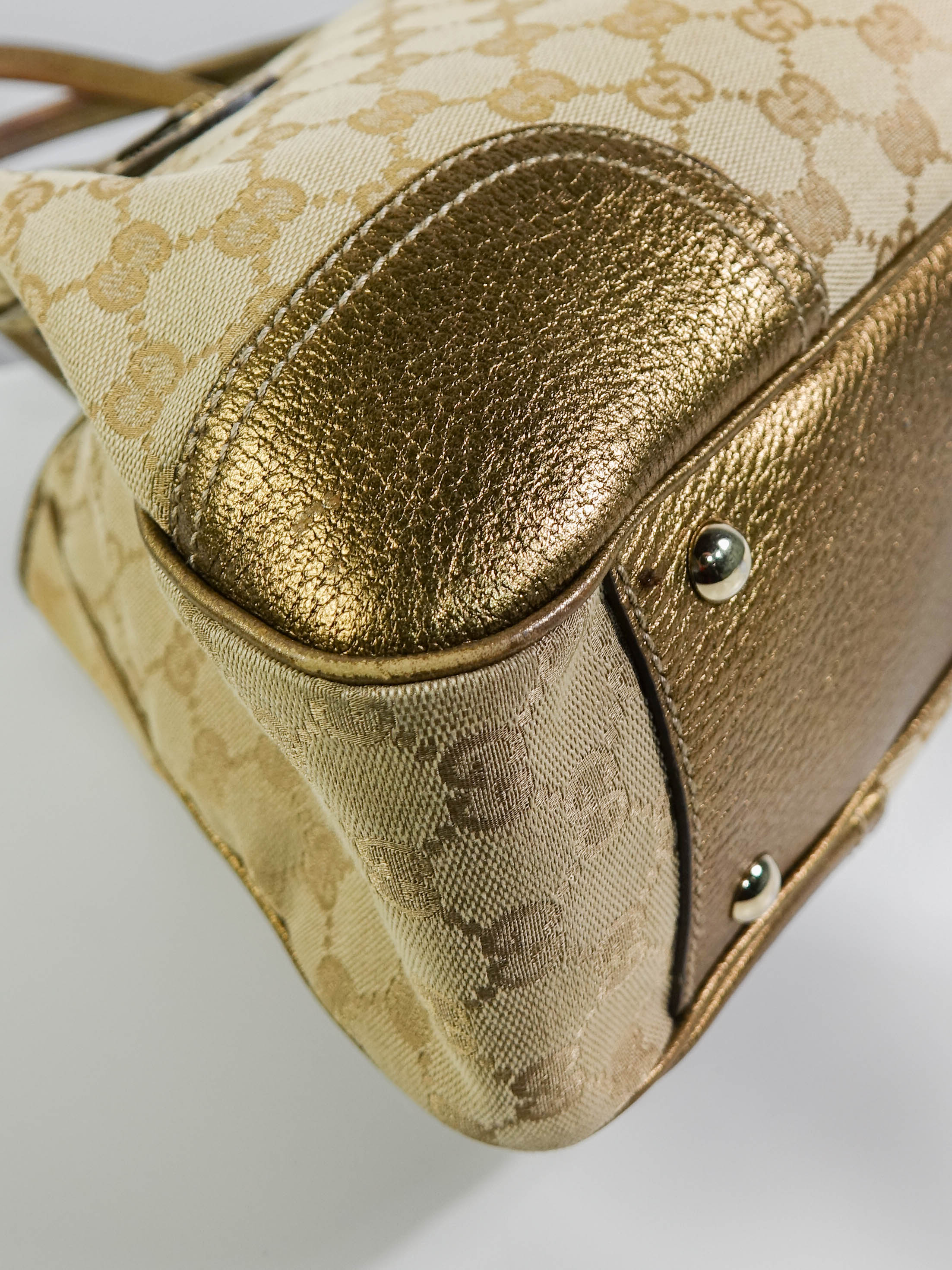 Sac Cabas Gucci toile beige et gold Lola Collective