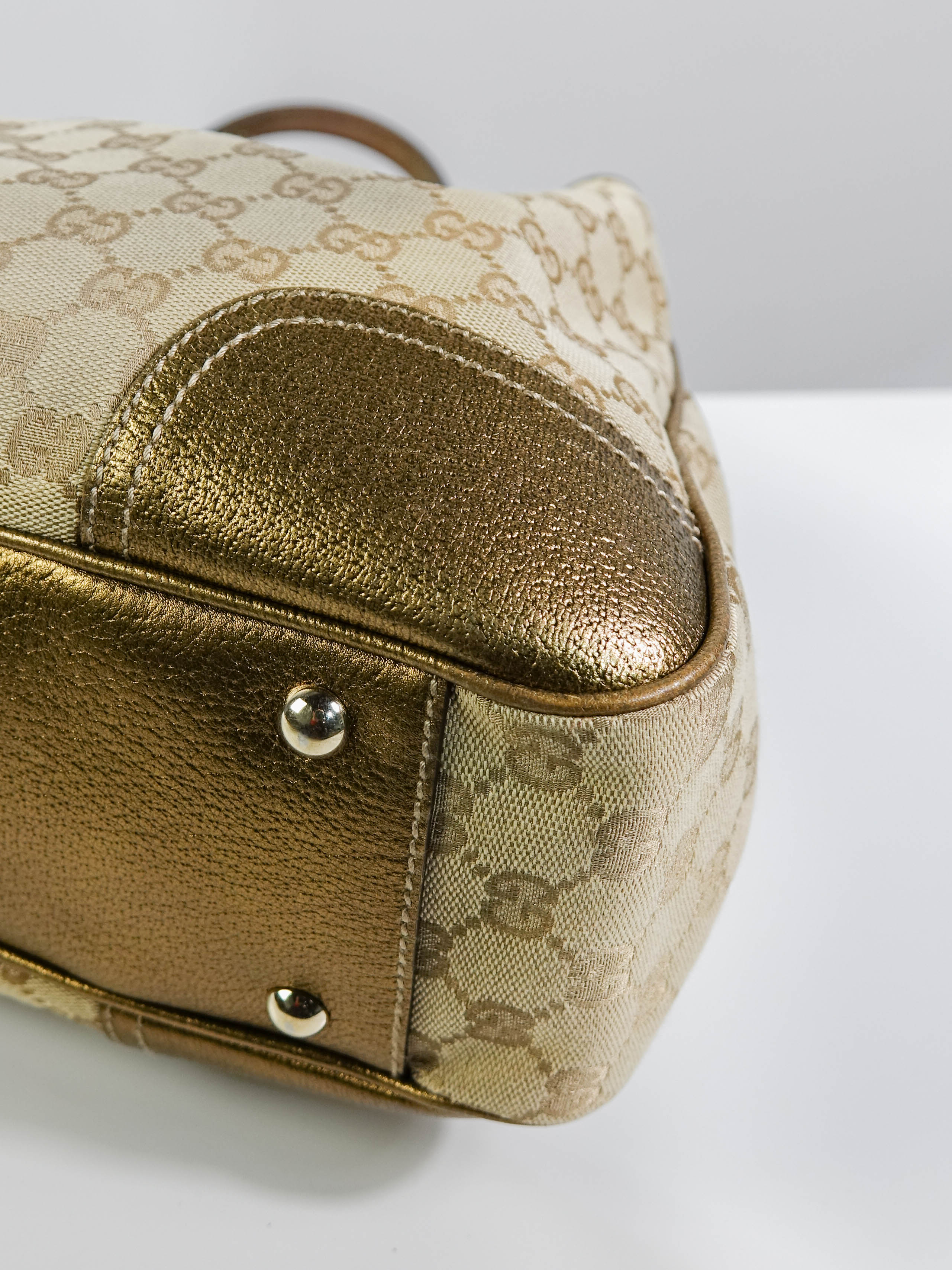 Sac Cabas Gucci toile beige et gold Lola Collective