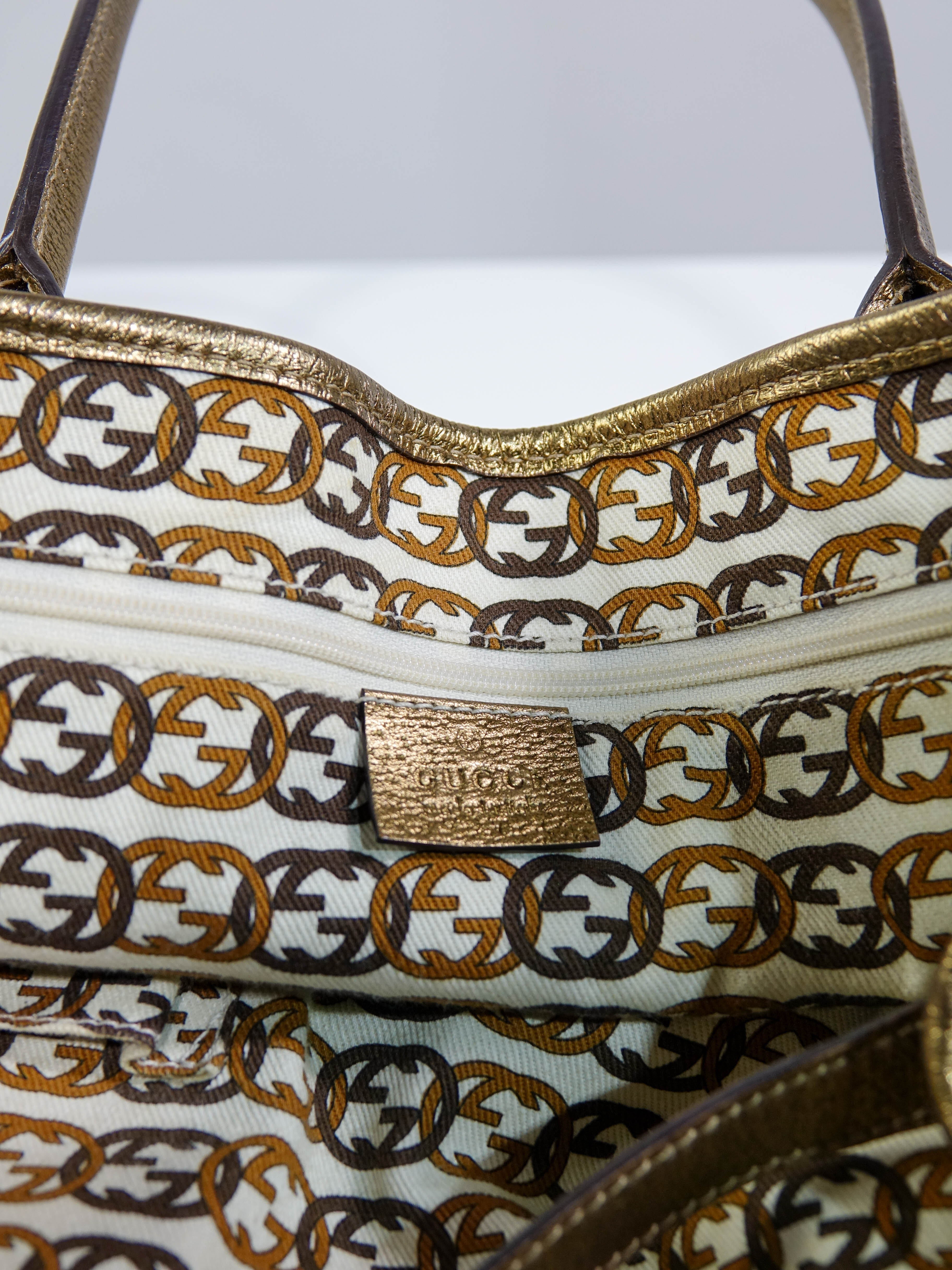 Sac Cabas Gucci toile beige et gold Lola Collective