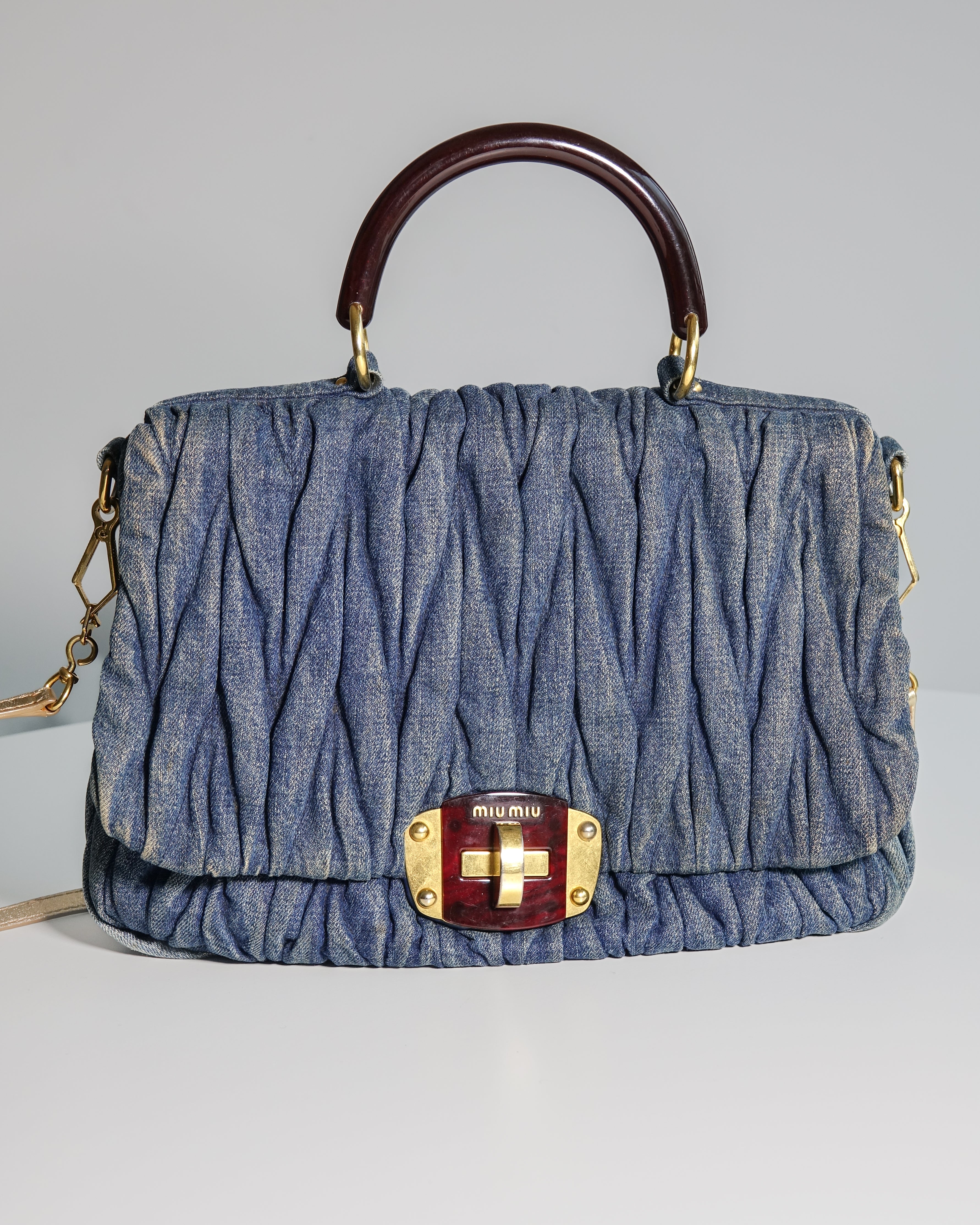 Sac Miu Miu Denim Matelassé 2-way Navy Lola Collective