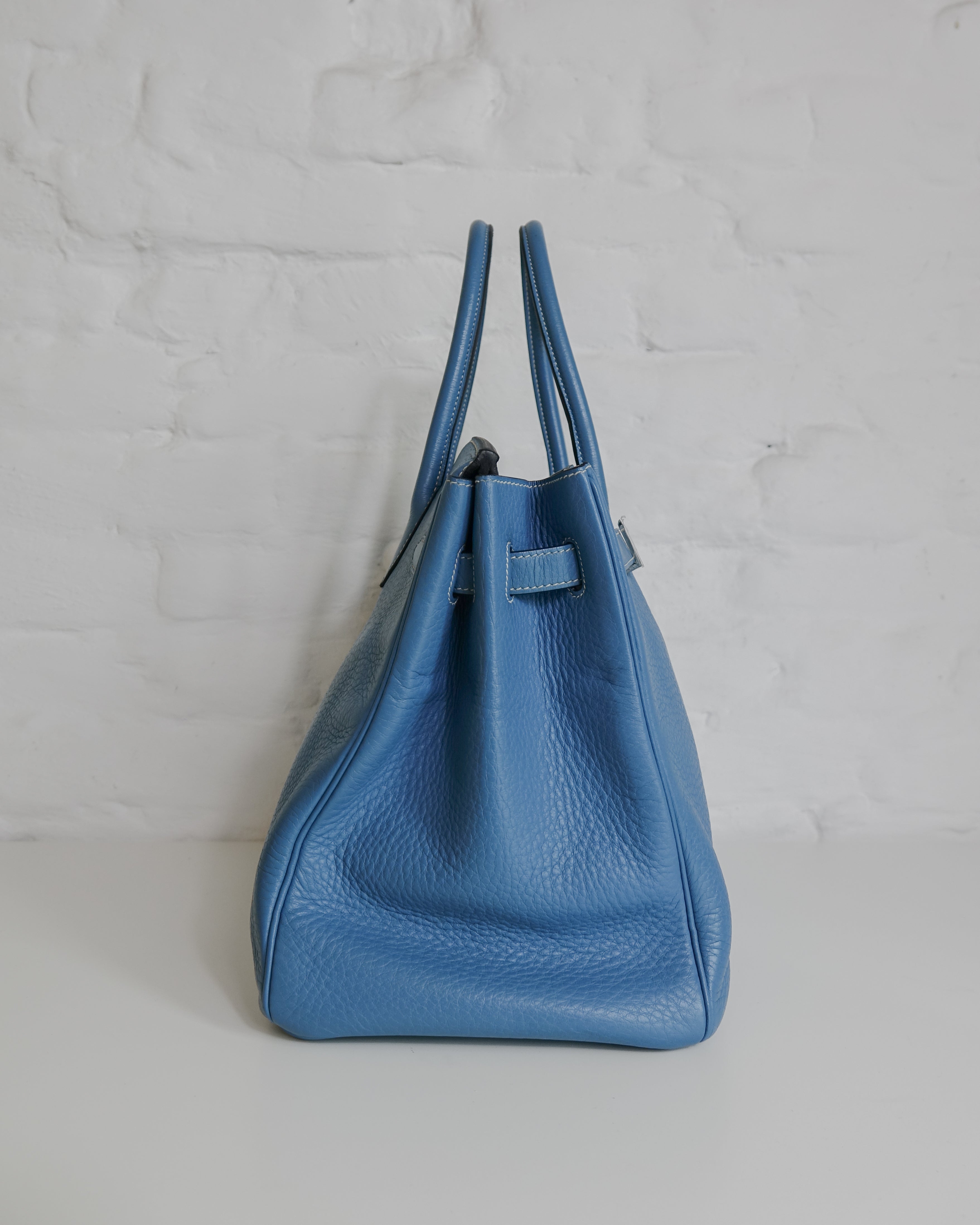 Sac Hermès Birkin 35 en cuir Taurillon Clémence Bleu Jeans Lola Collective