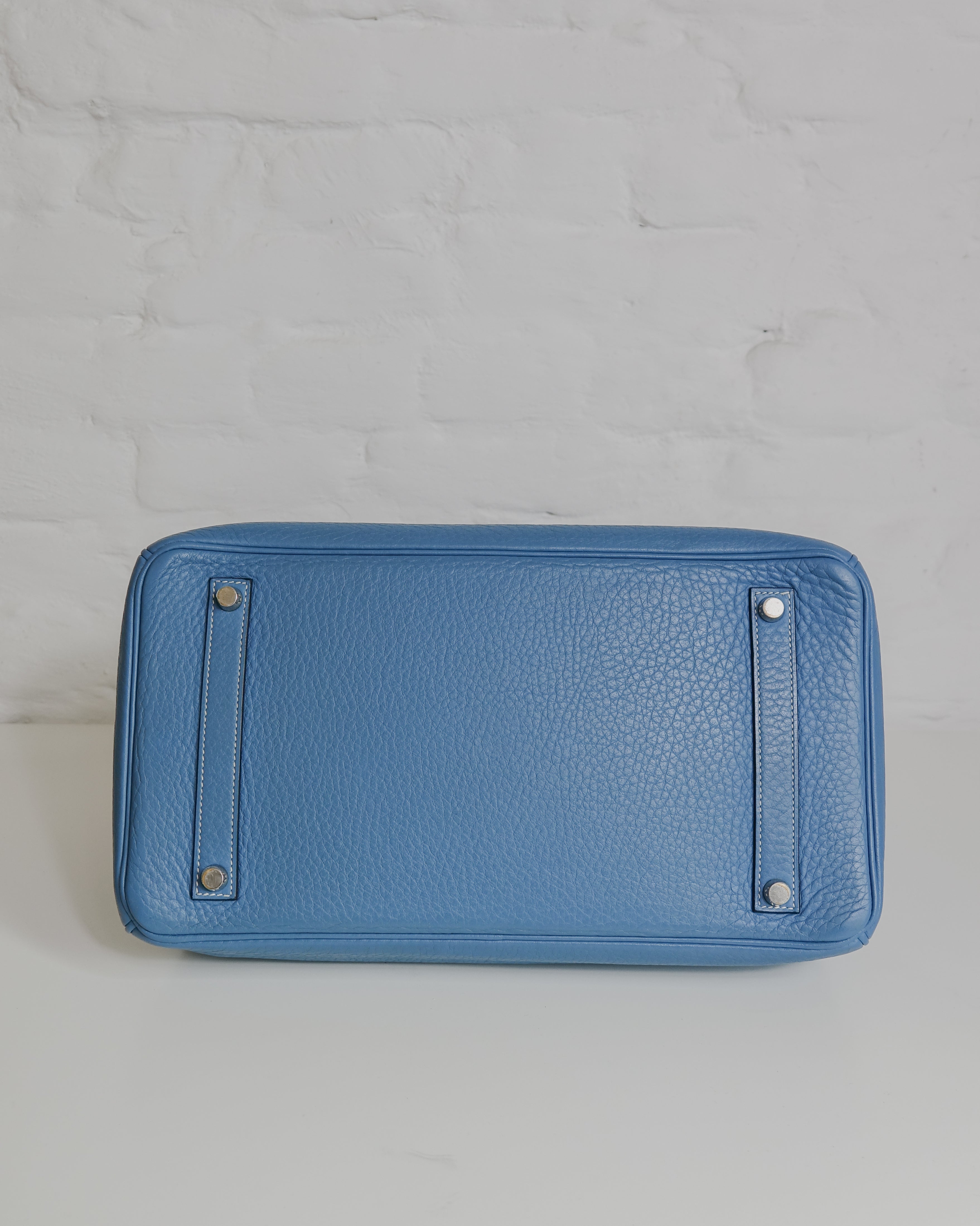 Sac Hermès Birkin 35 en cuir Taurillon Clémence Bleu Jeans Lola Collective