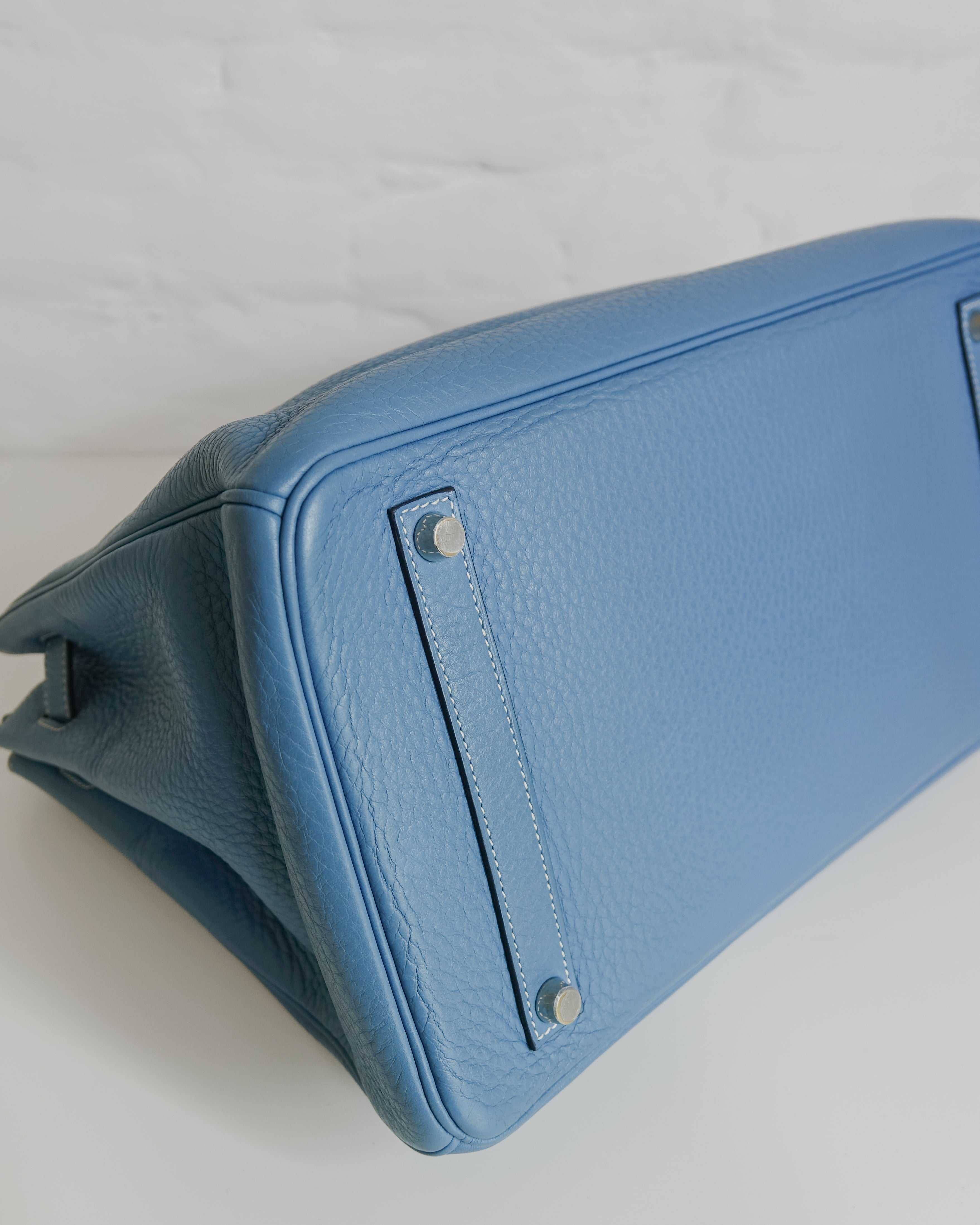 Sac Hermès Birkin 35 en cuir Taurillon Clémence Bleu Jeans Lola Collective