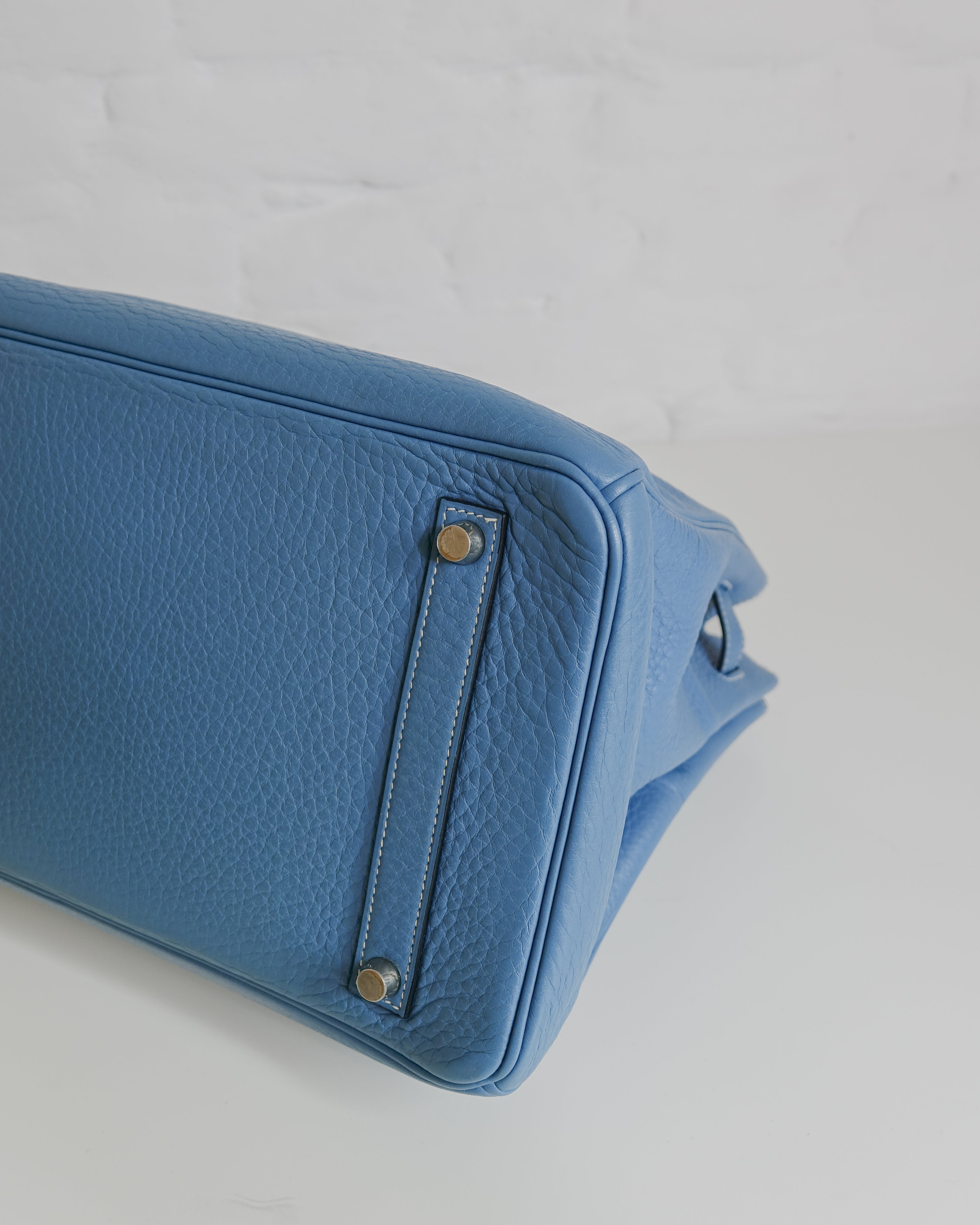 Sac Hermès Birkin 35 en cuir Taurillon Clémence Bleu Jeans Lola Collective