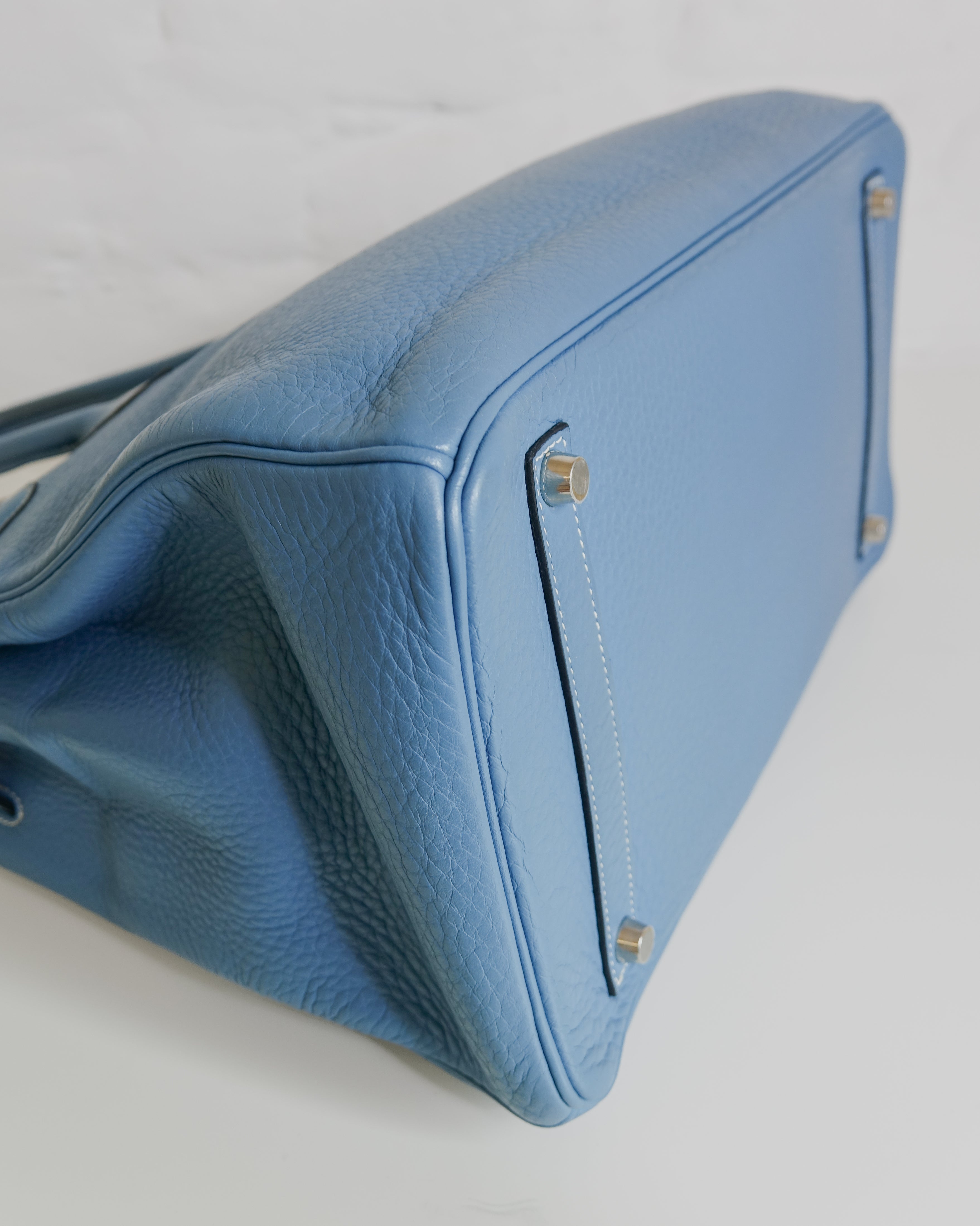 Sac Hermès Birkin 35 en cuir Taurillon Clémence Bleu Jeans Lola Collective