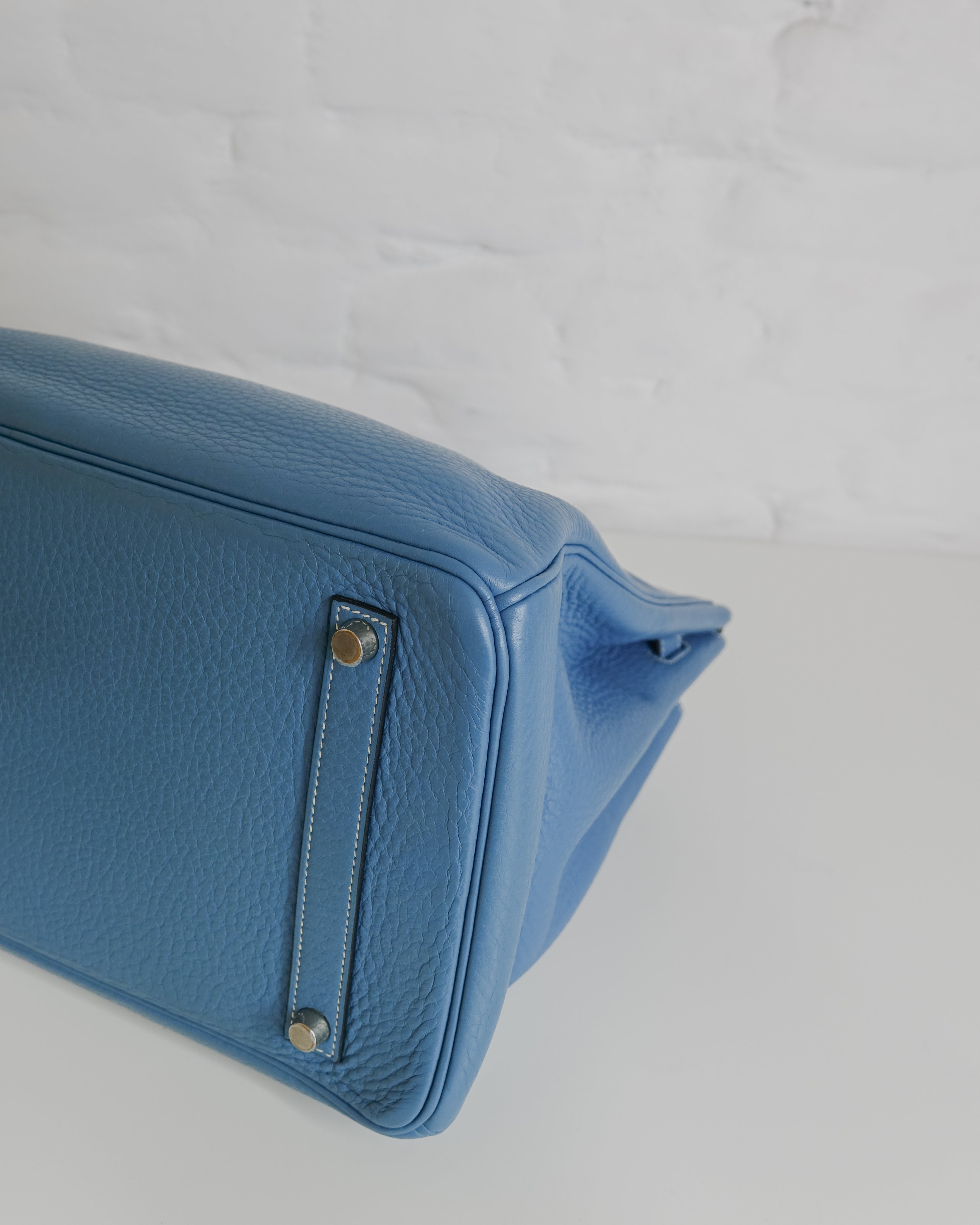 Sac Hermès Birkin 35 en cuir Taurillon Clémence Bleu Jeans Lola Collective