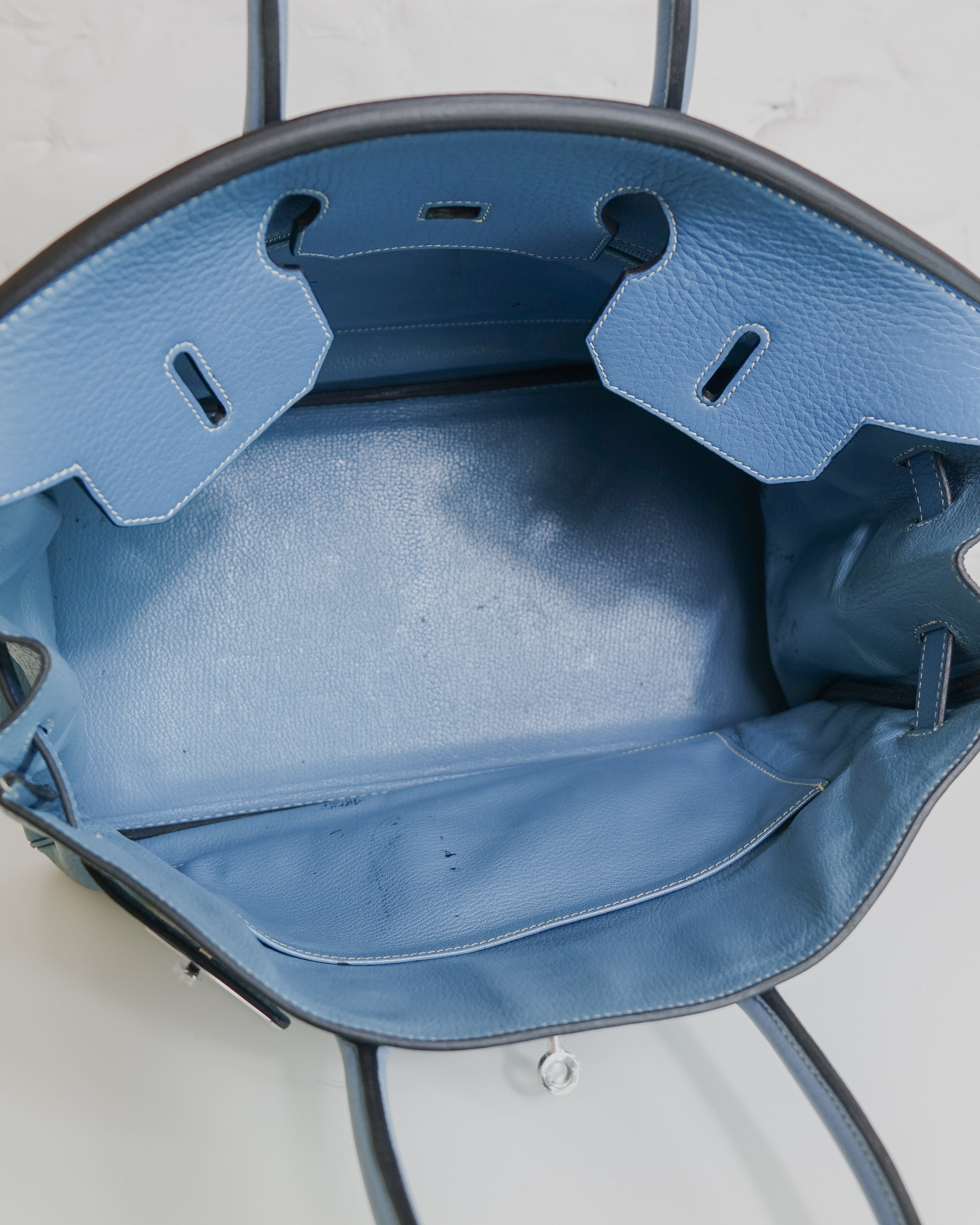 Sac Hermès Birkin 35 en cuir Taurillon Clémence Bleu Jeans Lola Collective