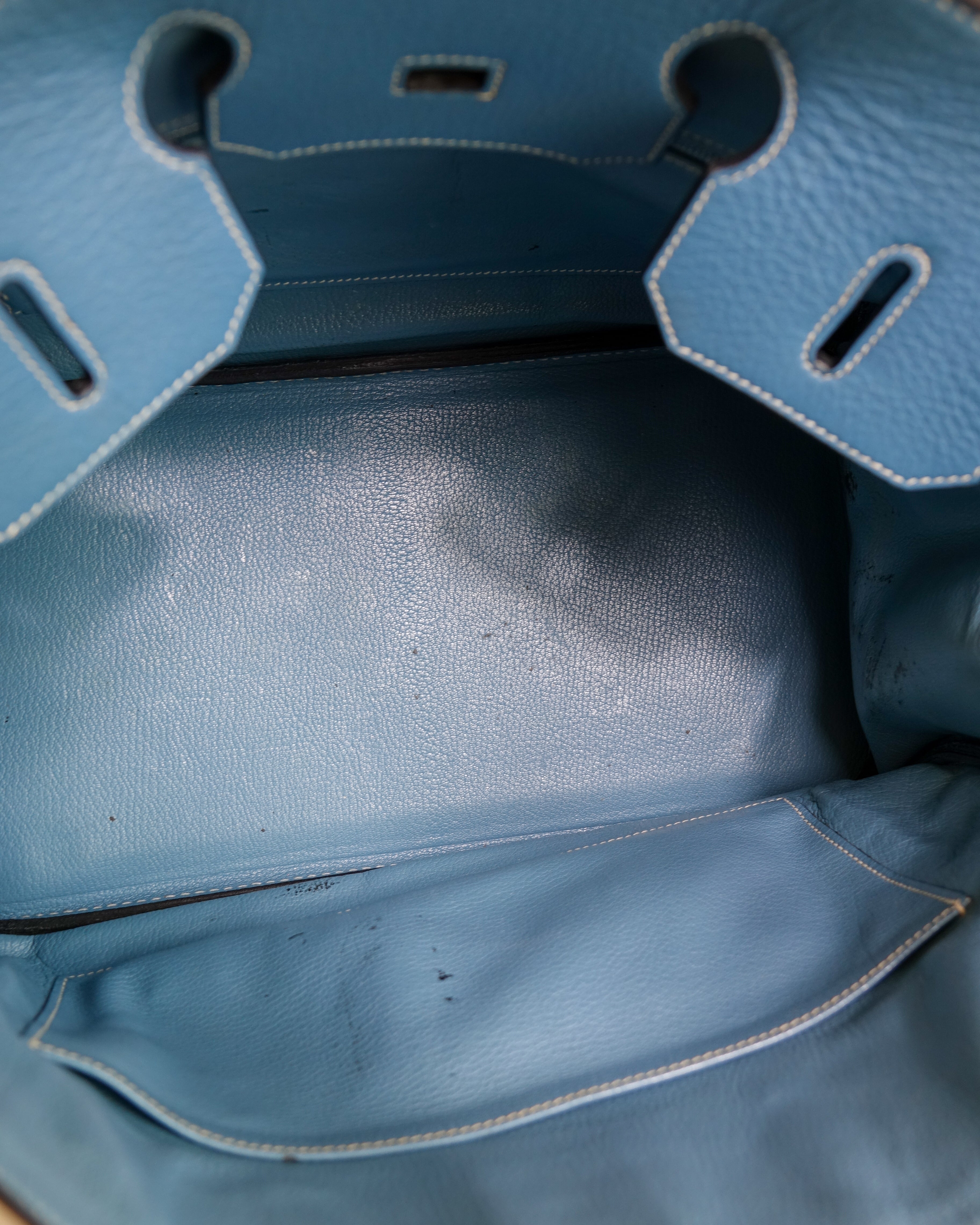 Sac Hermès Birkin 35 en cuir Taurillon Clémence Bleu Jeans Lola Collective