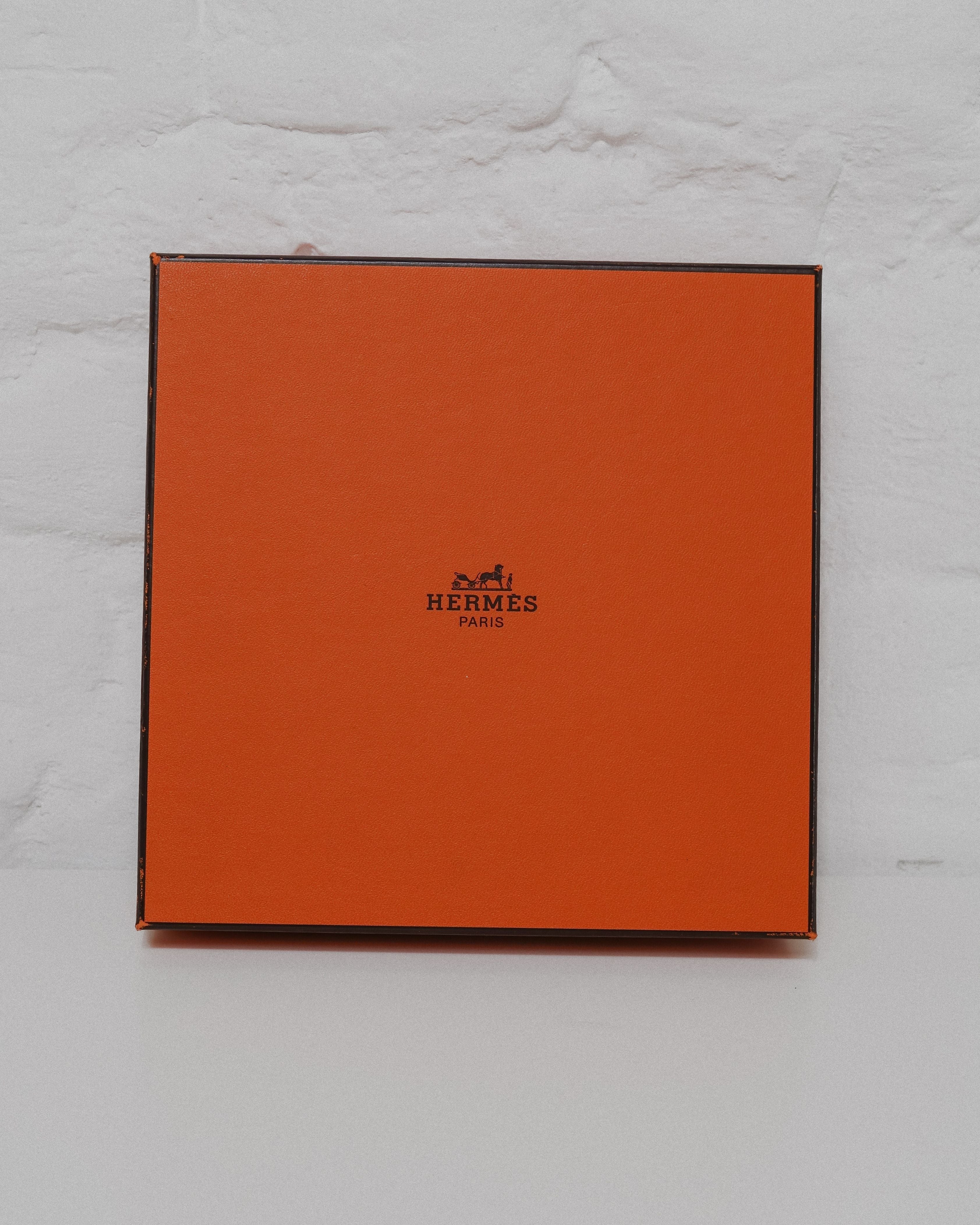 Hermès Ceinture bleu jeans et palladium 80 square H boite Lola collective