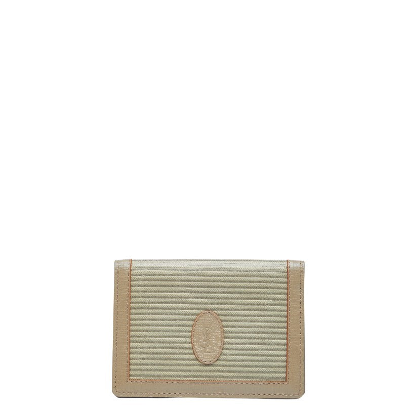 GP0326-24 Yves Saint Laurent Porte cartes cuir beige et toile Ginza Paris