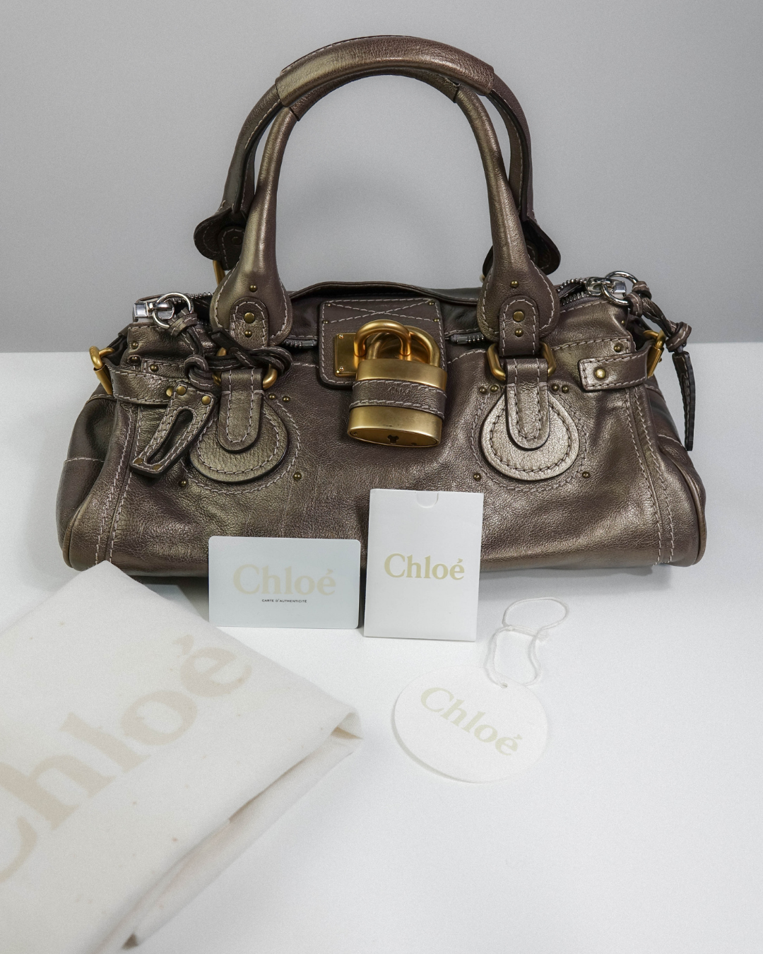 Sac Paddington Large Marron & Doré – Chloé Lola Collective