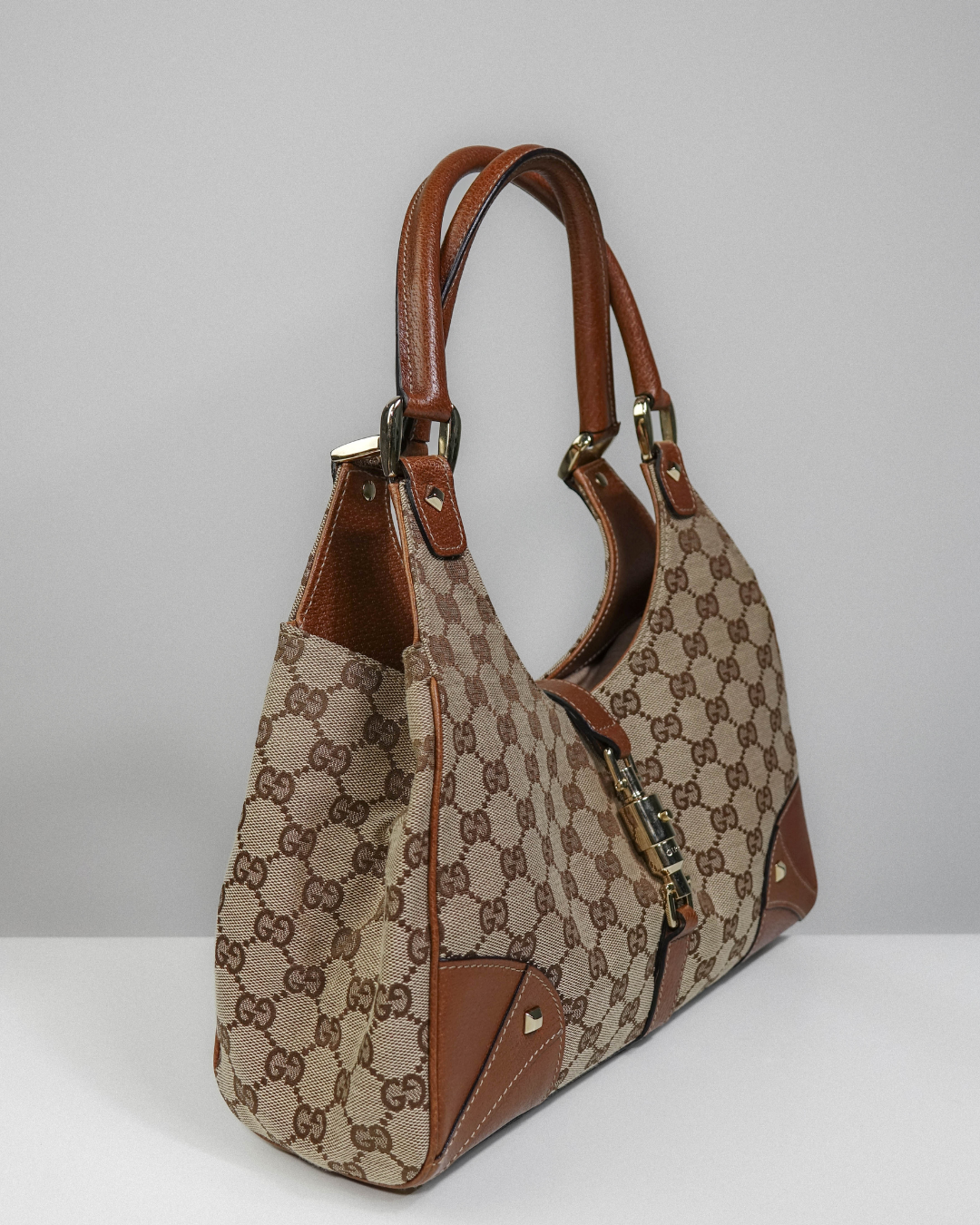 Sac New Jackie GG Canvas Beige & Doré – Gucci