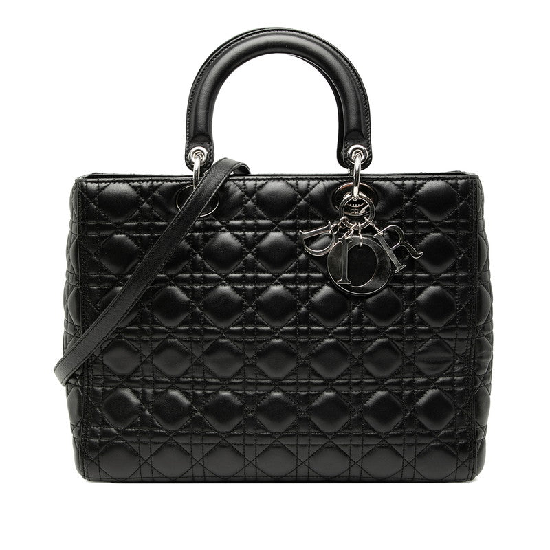 GP0326-07 Dior Lady 2 en 1 agneau noir palladium Ginza Paris