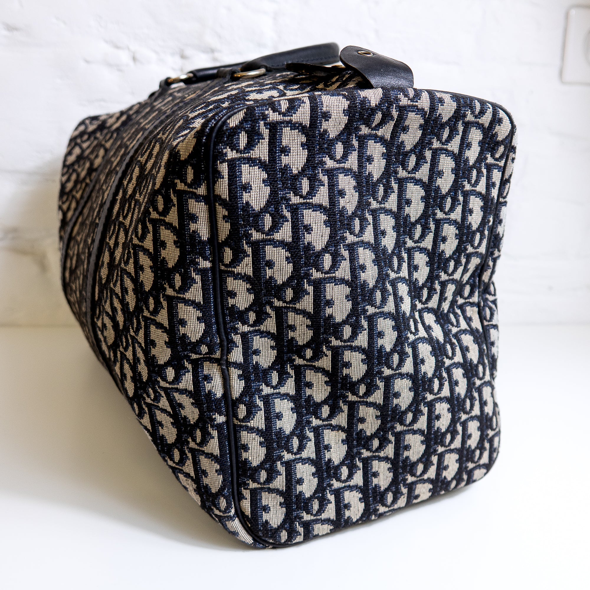 Dior Boston 40 toile Trotter navy et cuir Lola Collective