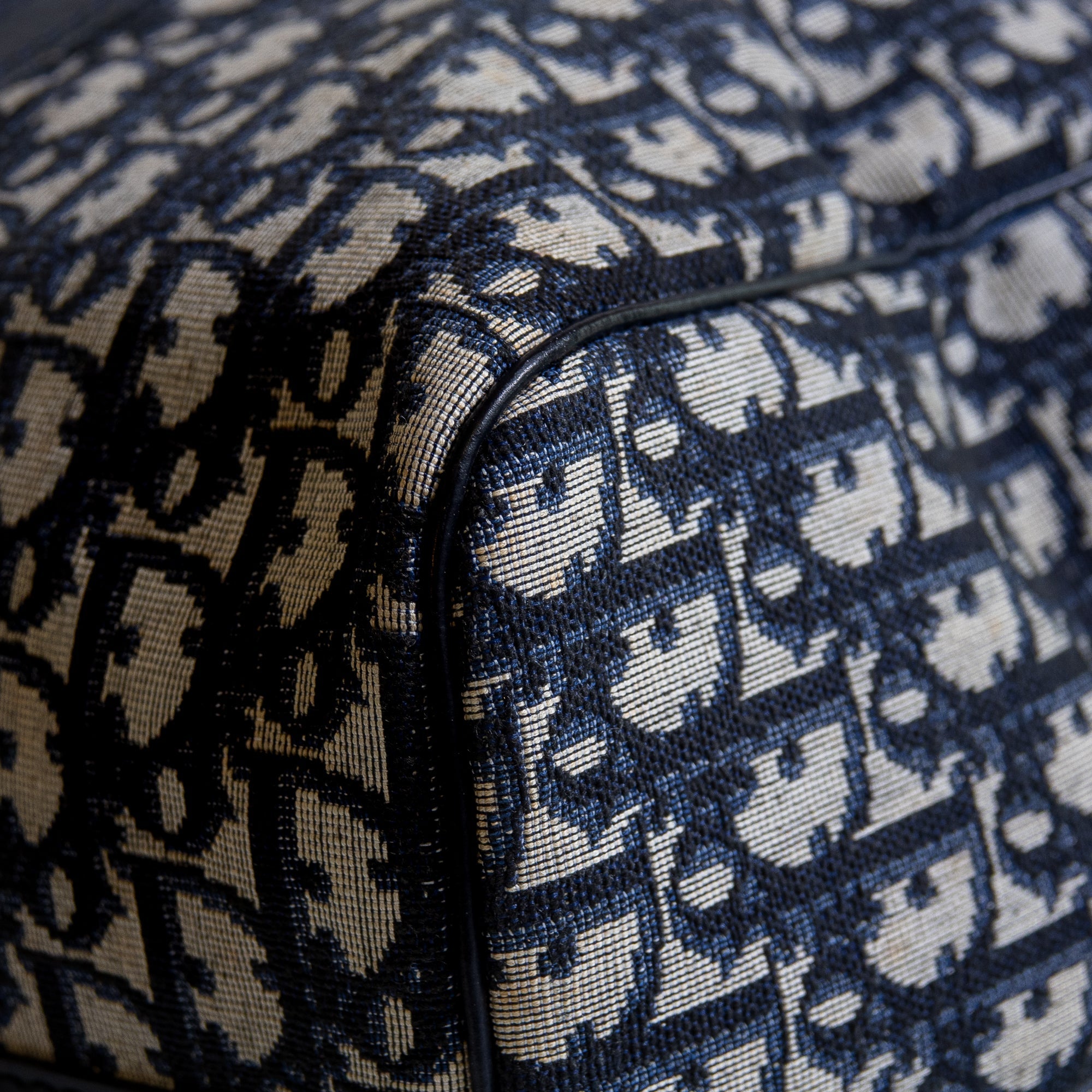 Dior Boston 40 toile Trotter navy et cuir Lola Collective