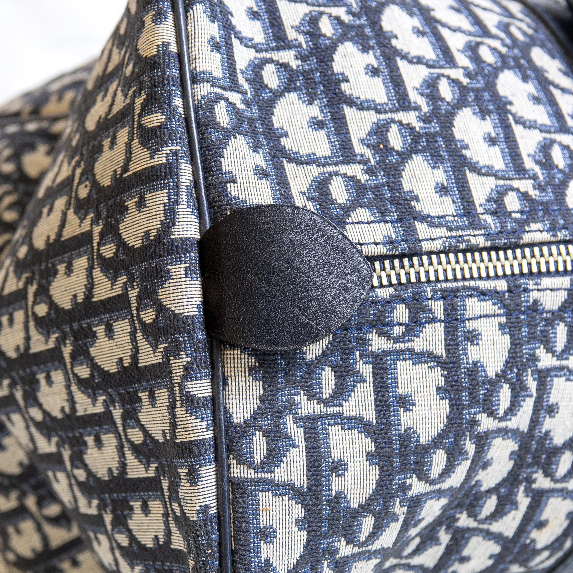 Dior Boston 40 toile Trotter navy et cuir Lola Collective