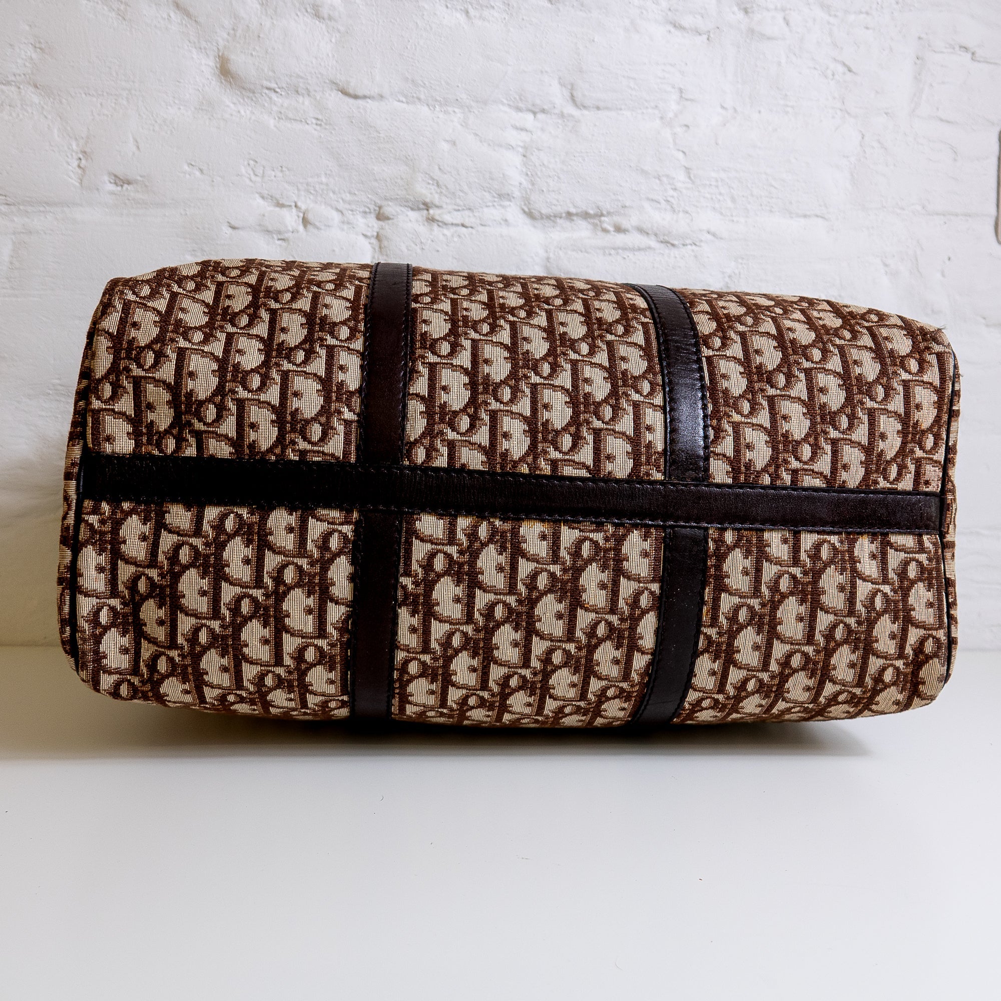 Dior Boston 40 toile Trotter marron et cuir Lola Collective