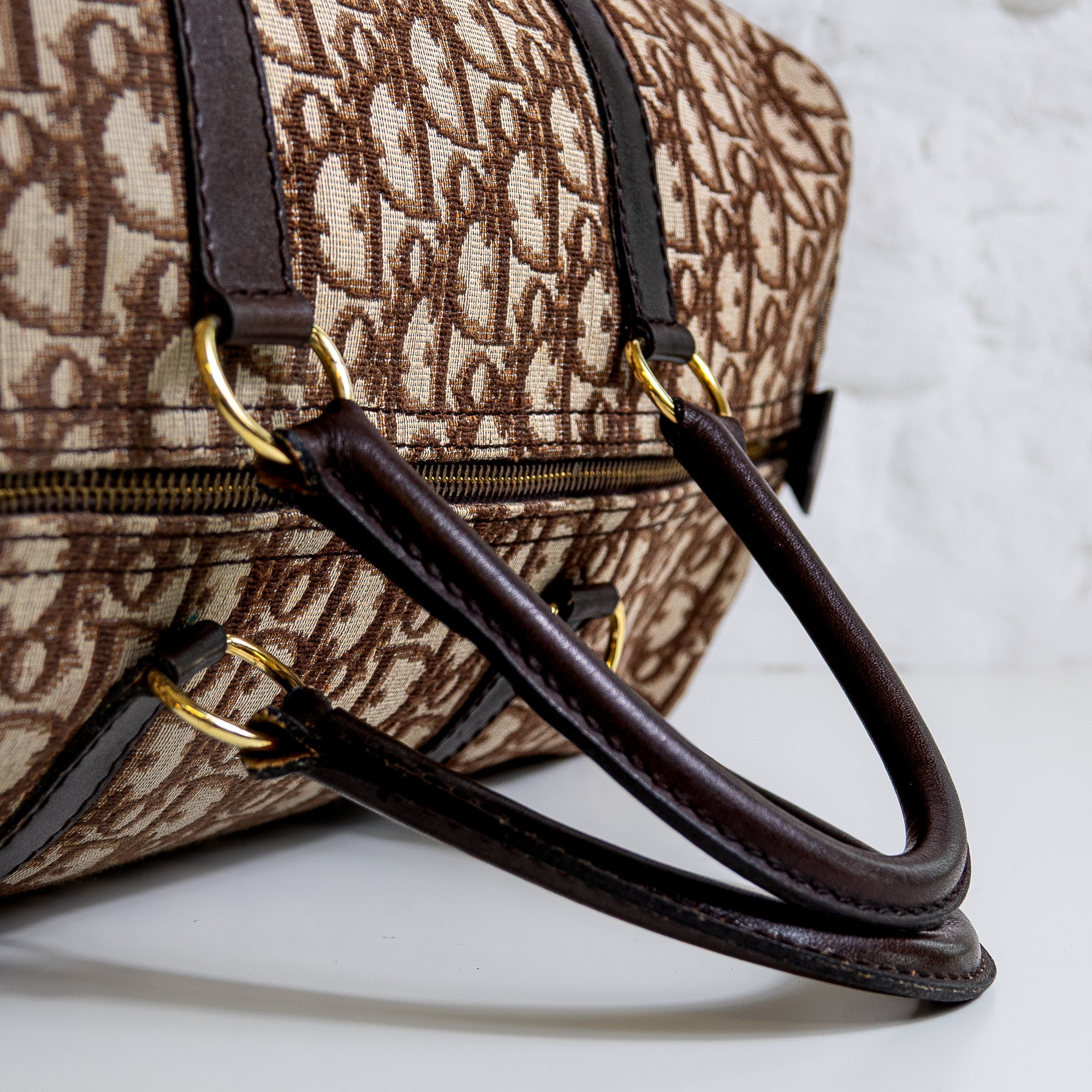 Dior Boston 40 toile Trotter marron et cuir Lola Collective