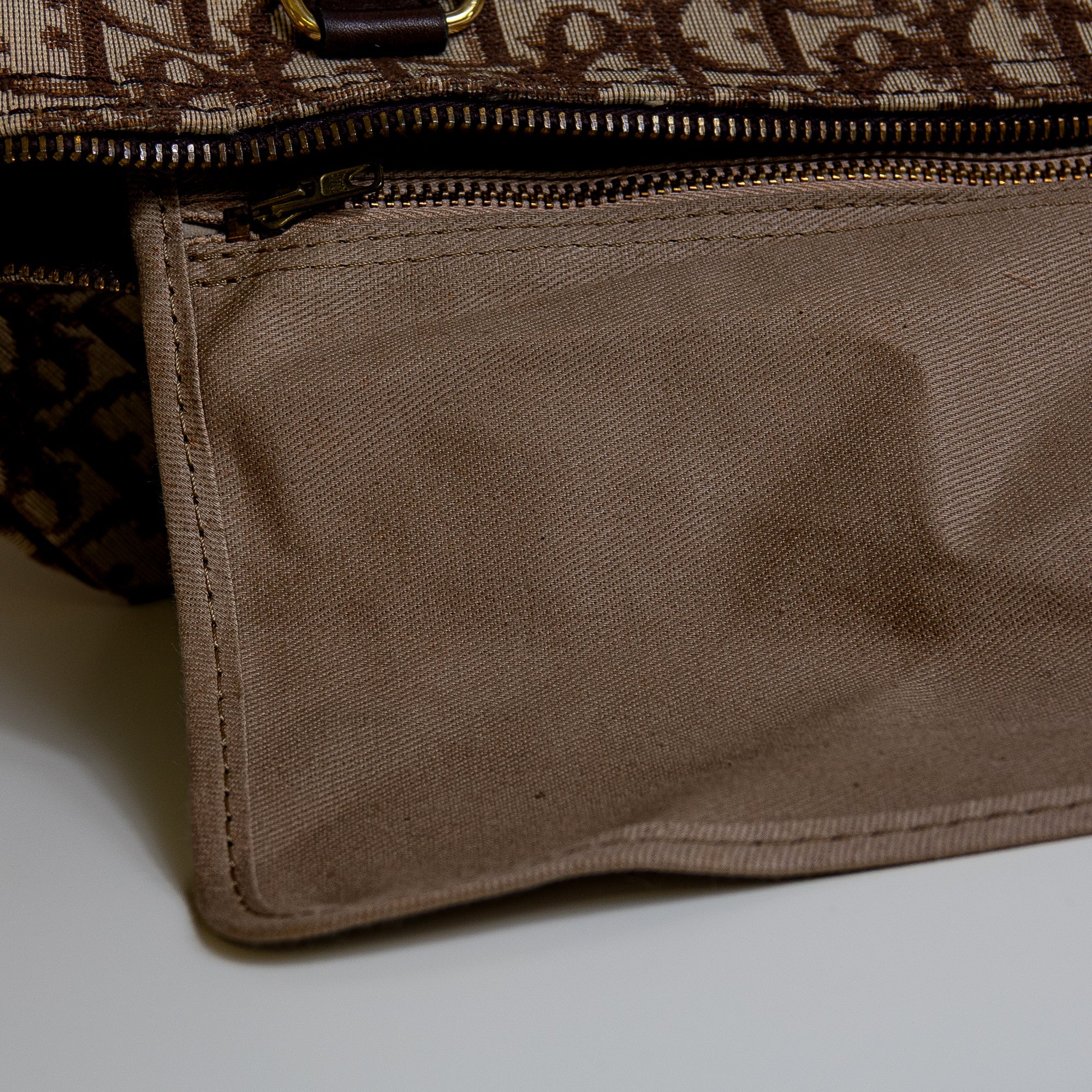 Dior Boston 40 toile Trotter marron et cuir Lola Collective