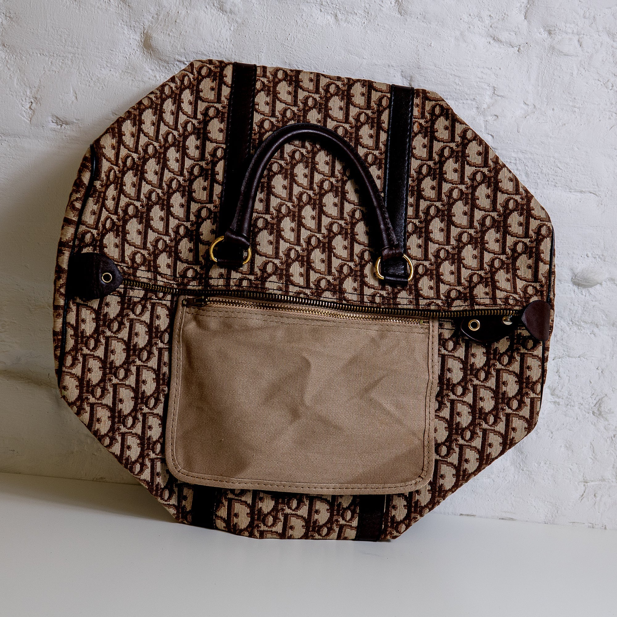 Dior Boston 40 toile Trotter marron et cuir Lola Collective