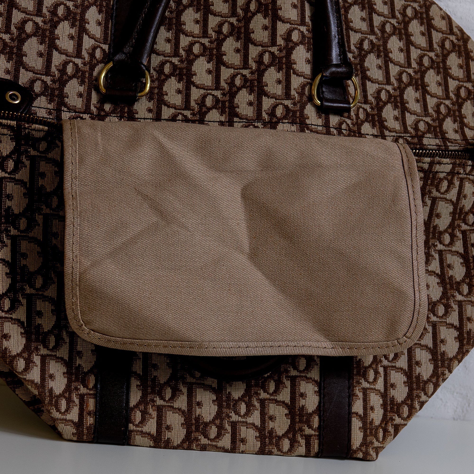 Dior Boston 40 toile Trotter marron et cuir Lola Collective