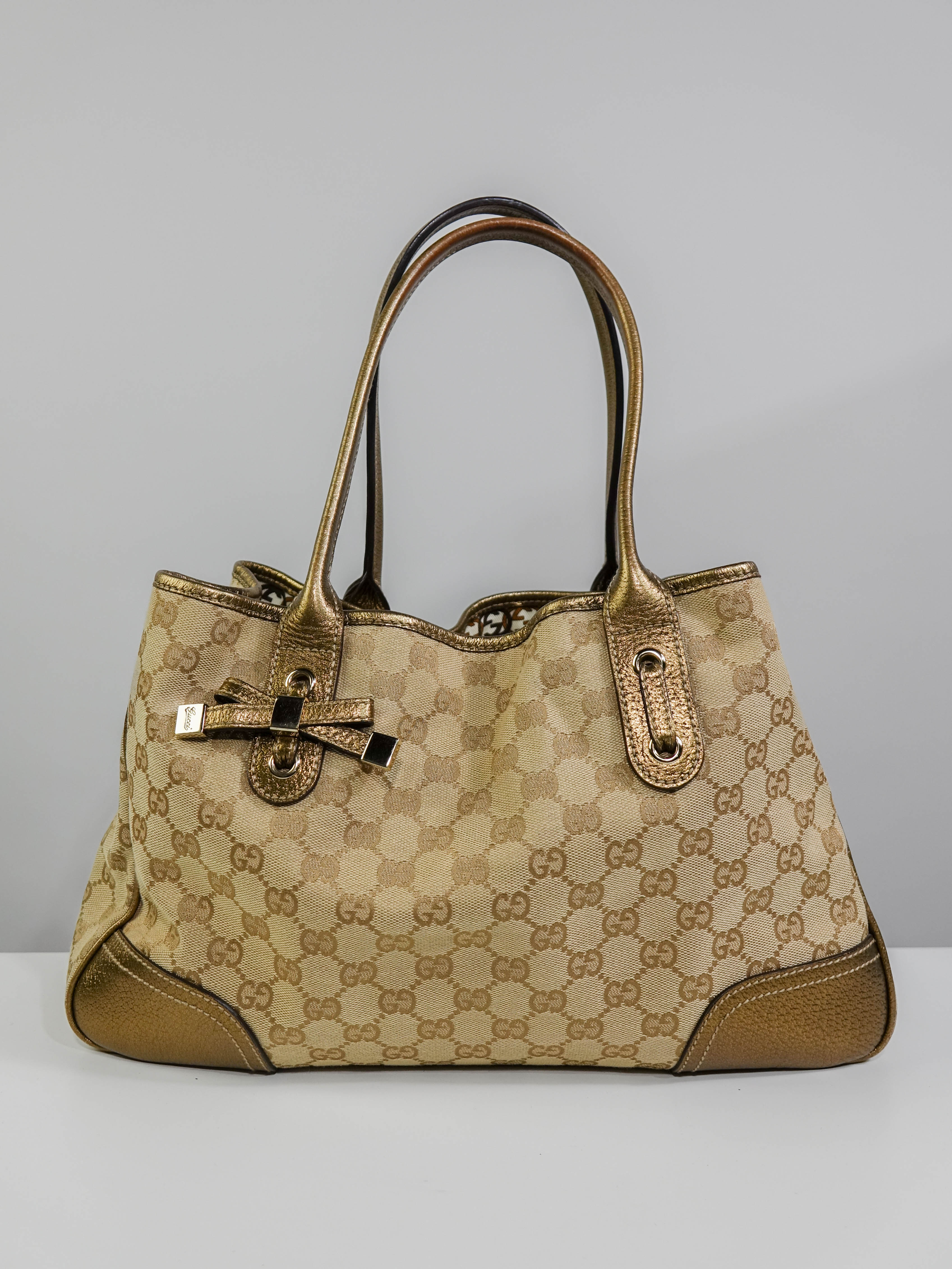 Sac Cabas Gucci toile beige et gold Lola Collective