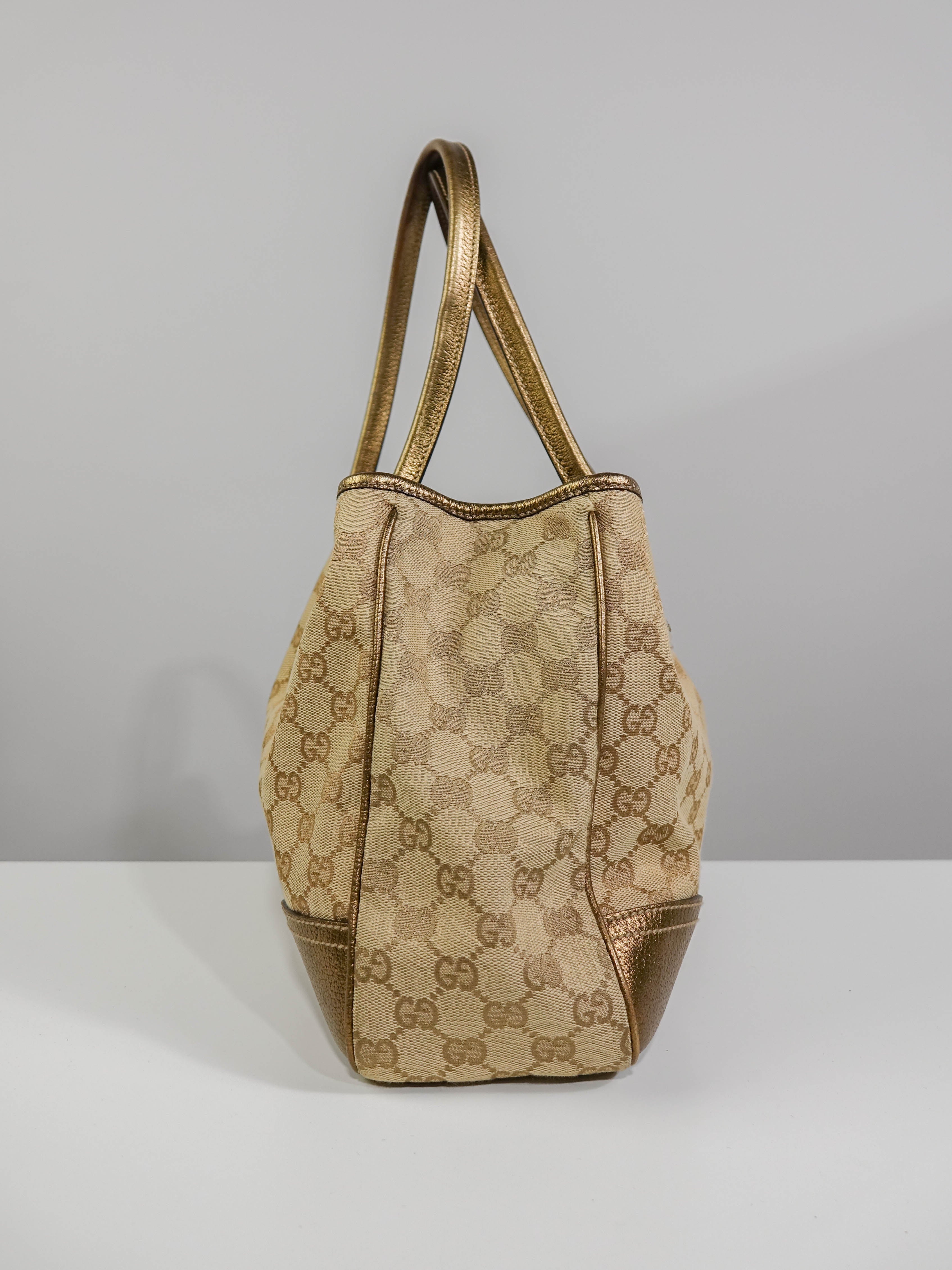 Sac Cabas Gucci toile beige et gold Lola Collective