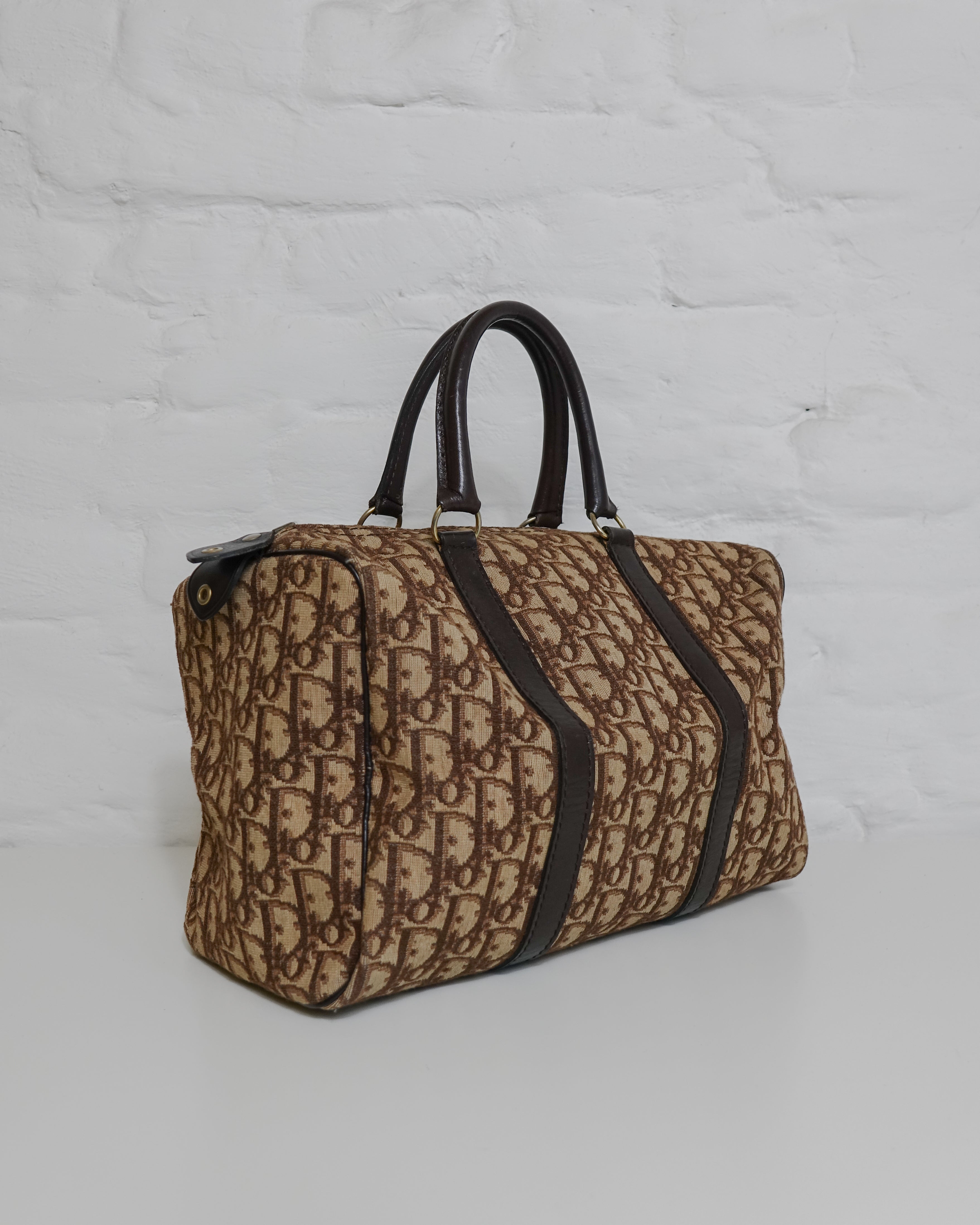 Sac Christian Dior Trotter Canvas Boston beige & doré Lola Collective