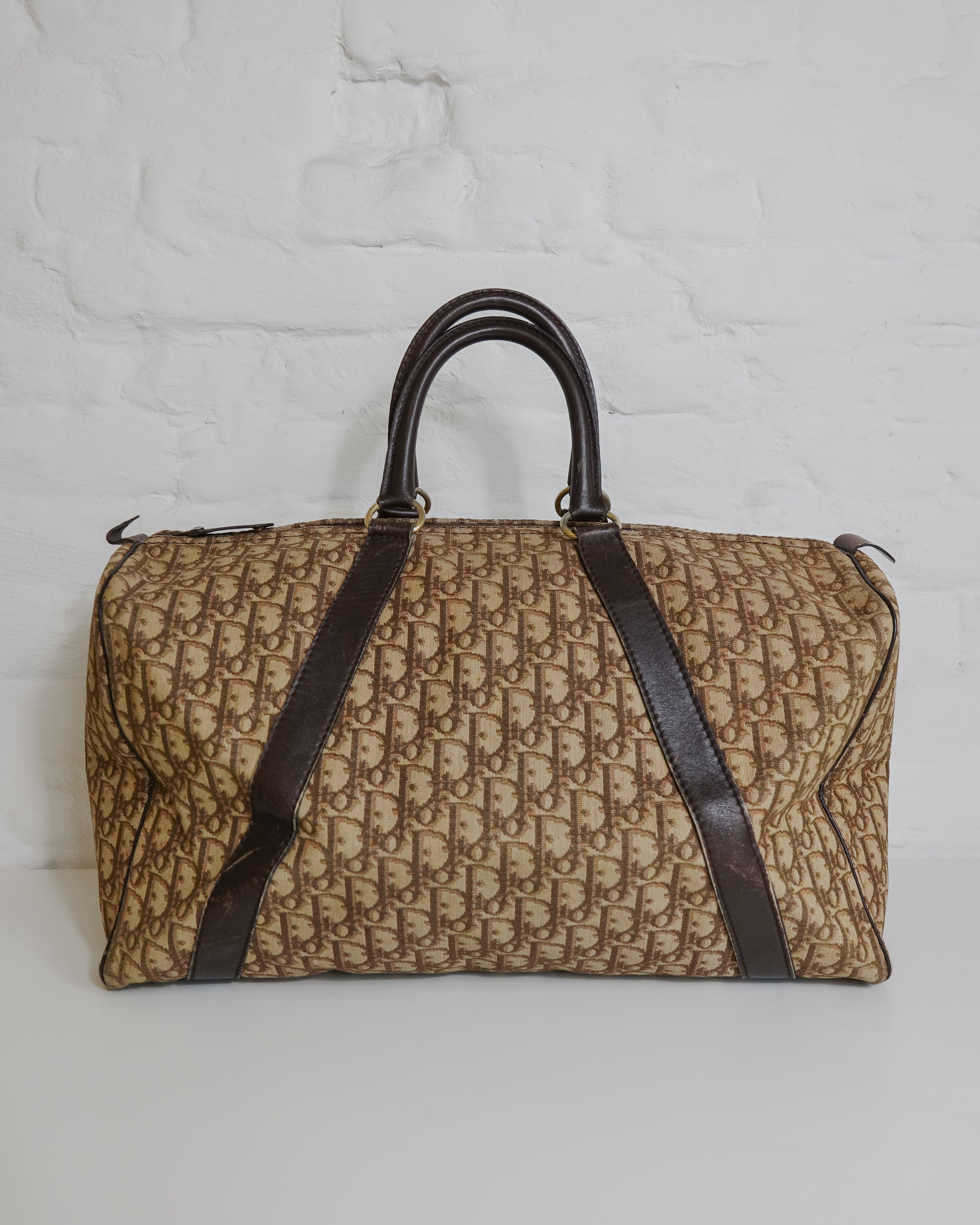 Sac Christian Dior Bowling Trotter Canvas en beige et doré Lola Collective